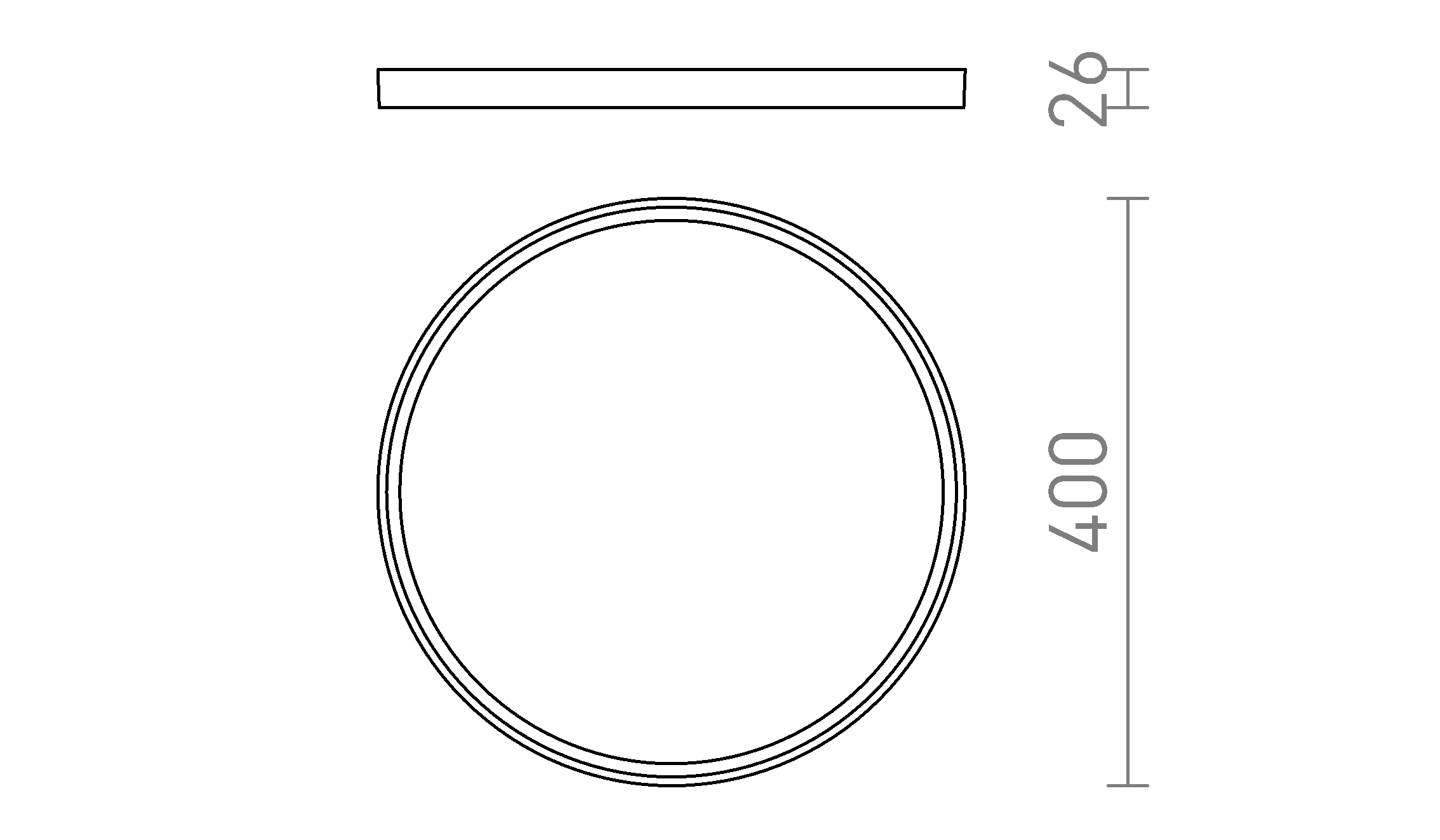 Termék vázlat – LEDRA LANA 40 felületre szerelhető fehér műanyag 230V LED 32W 3000K 4000K 6000K