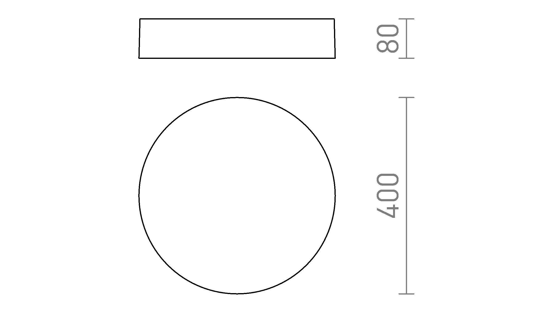 Termék vázlat – LEDRA SOLIS 40 DIMM felületre szerelhető fekete 230V LED 50W 3000K