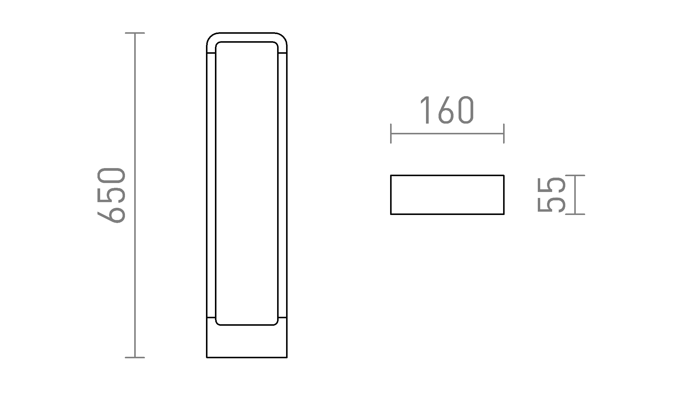 Termék vázlat – LEDRA BONN 65 állólámpa feketésszürke 230V LED 7W 120° IP65 3000K