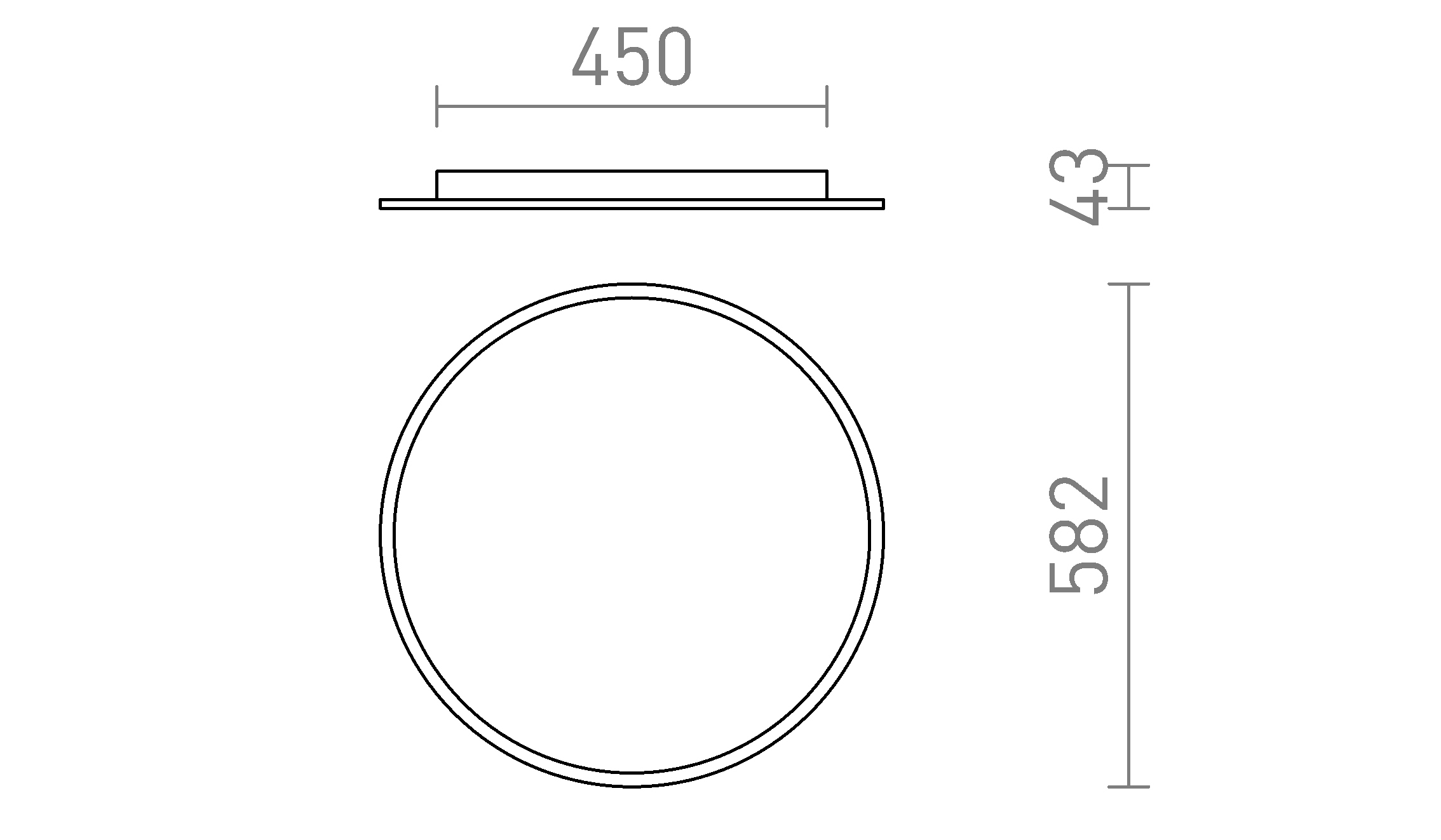 Termék vázlat – LEDRA CIEL 59 DIMM mennyezeti lámpa fekete 230V LED 50W 3000K 4000K 6000K