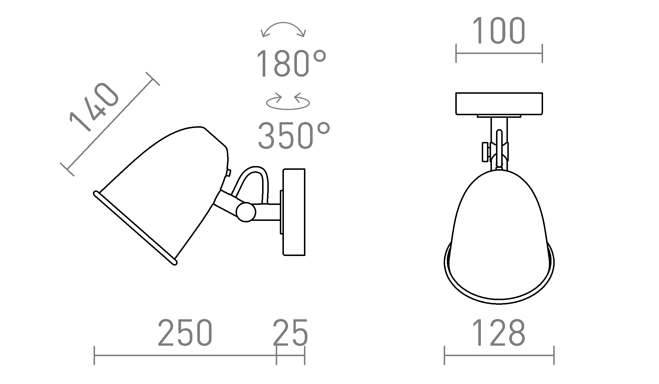 Termék vázlat – LEDRA DANNY fali lámpa fekete sárgaréz 230V LED E14 5W
