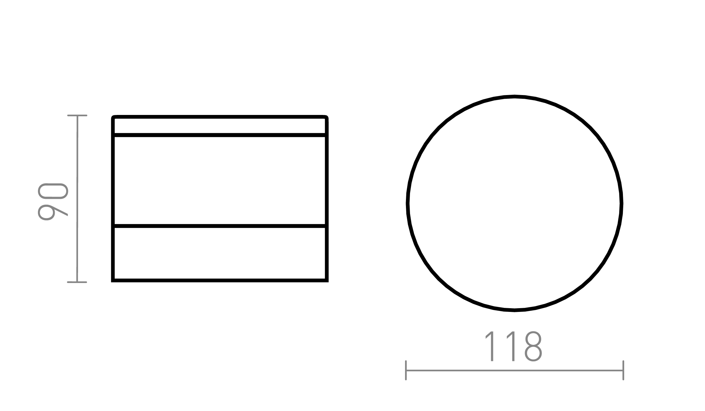Termék vázlat – LEDRA BRENDA felületre szerelhető fekete 230V LED LED 9W IP65 3000K