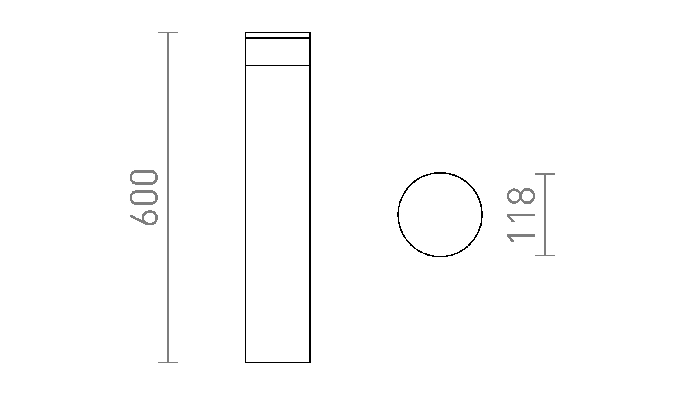 Termék vázlat – LEDRA BRENDA 60 állólámpa fekete 230V LED LED 9W IP65 3000K