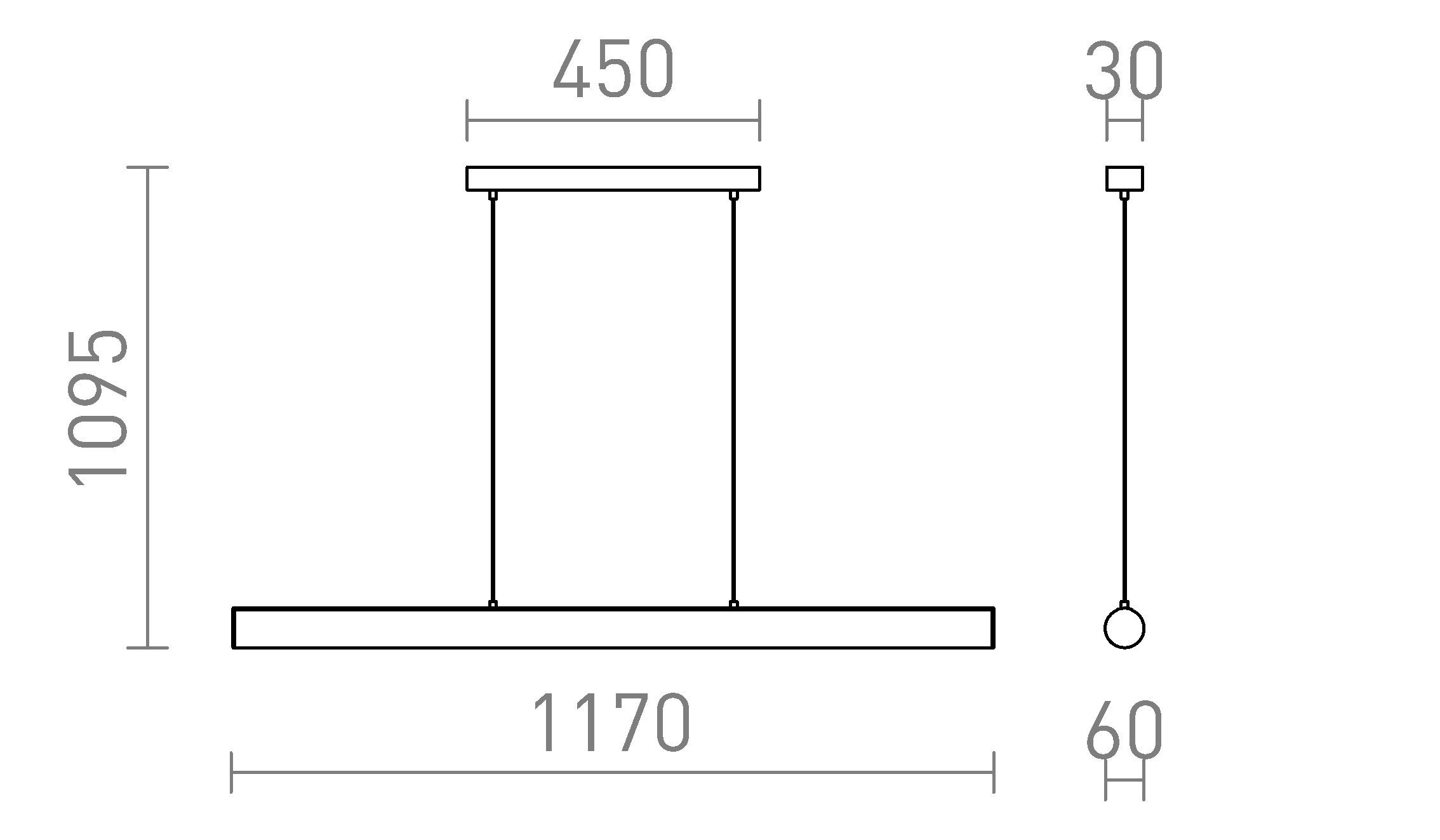 Termék vázlat – LEDRA RIVIER LED I függőlámpa króm/átlátszó akril 230V LED 24W 3000K