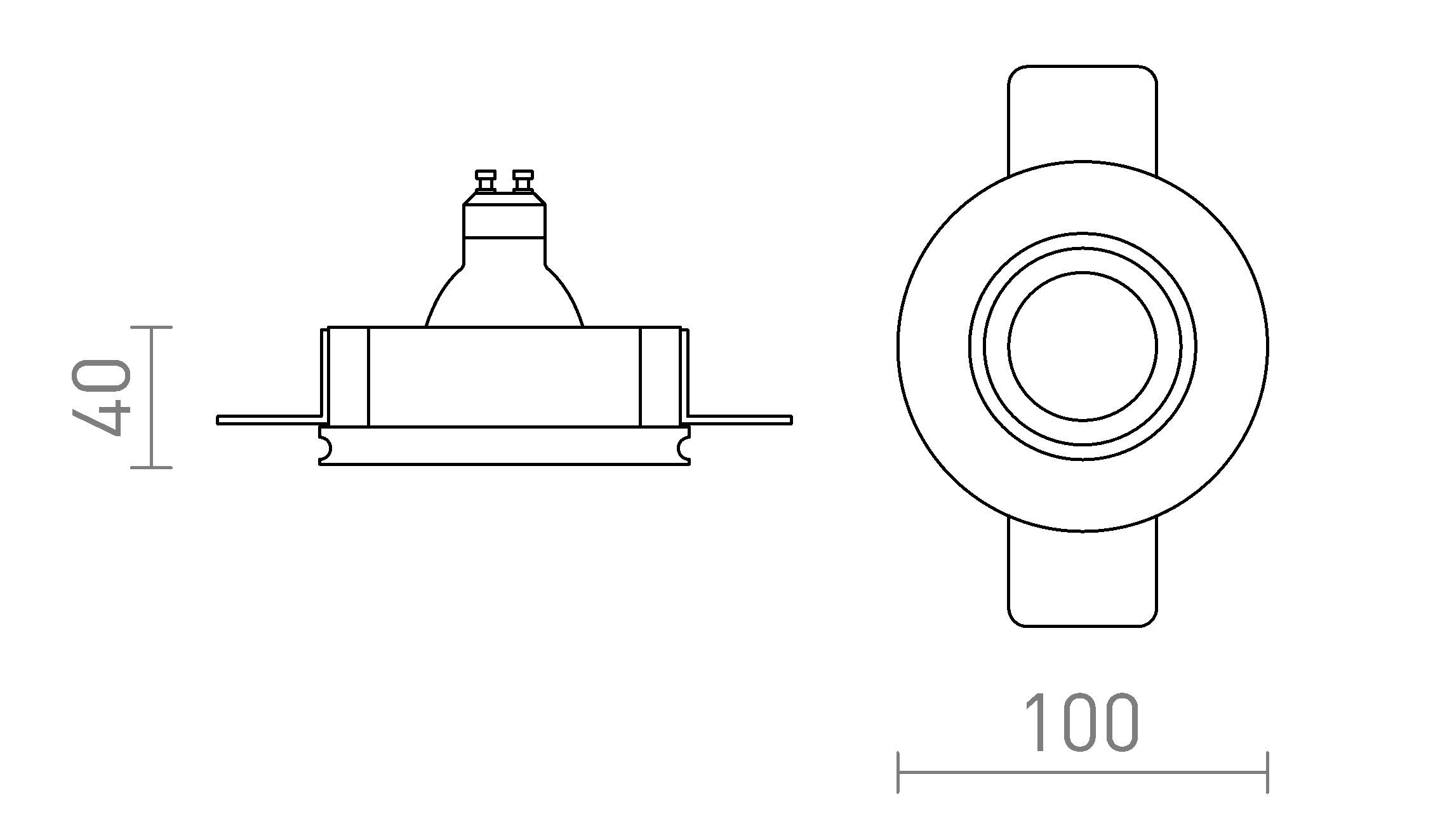 Termék vázlat – LEDRA DAYTONA rögzített lámpa gipsz/szálcsiszolt réz 230V LED GU10 8W