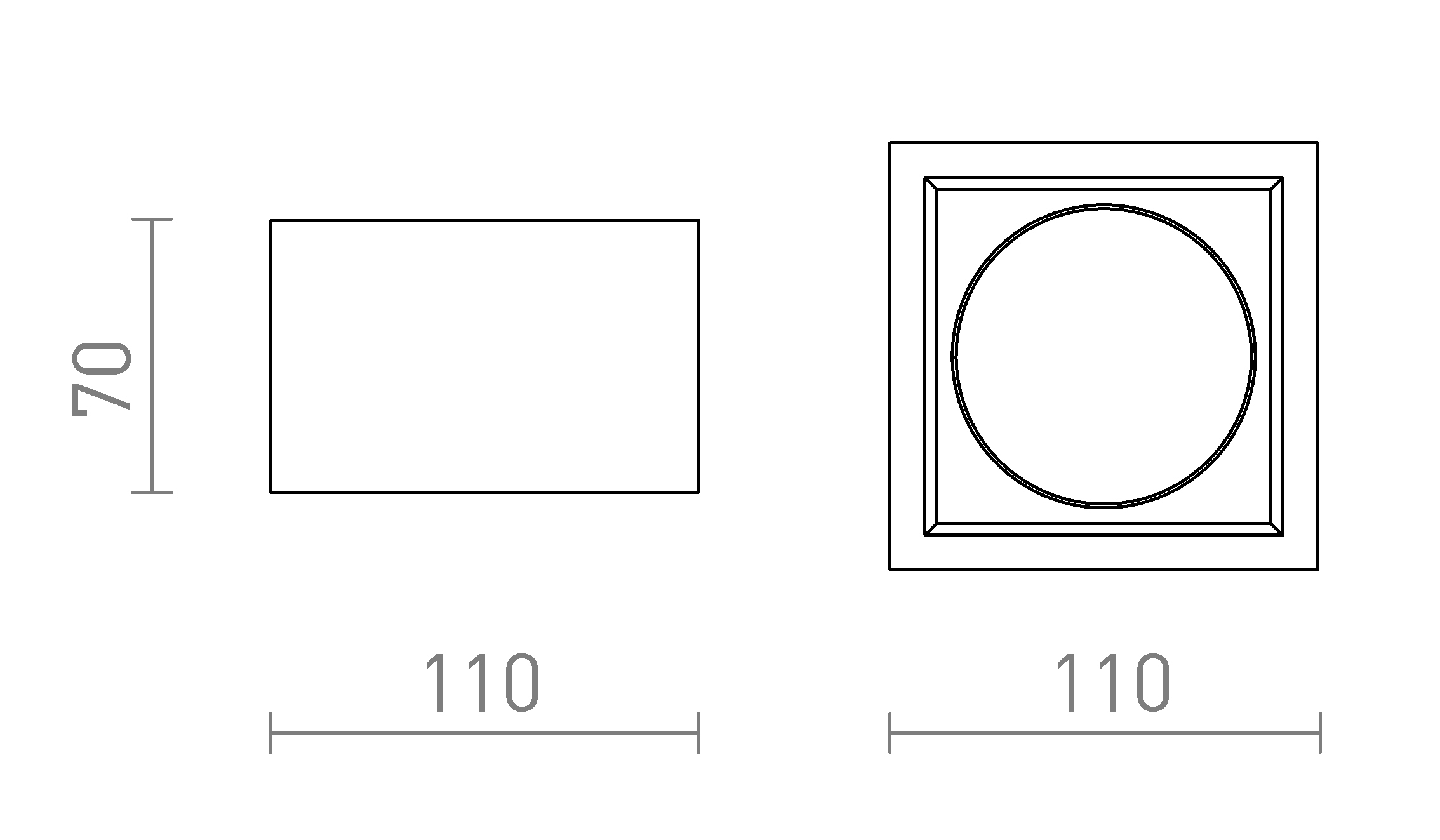 Termék vázlat – LEDRA LOKA SQ felületre szerelhető gipsz 230V LED GX53 7W