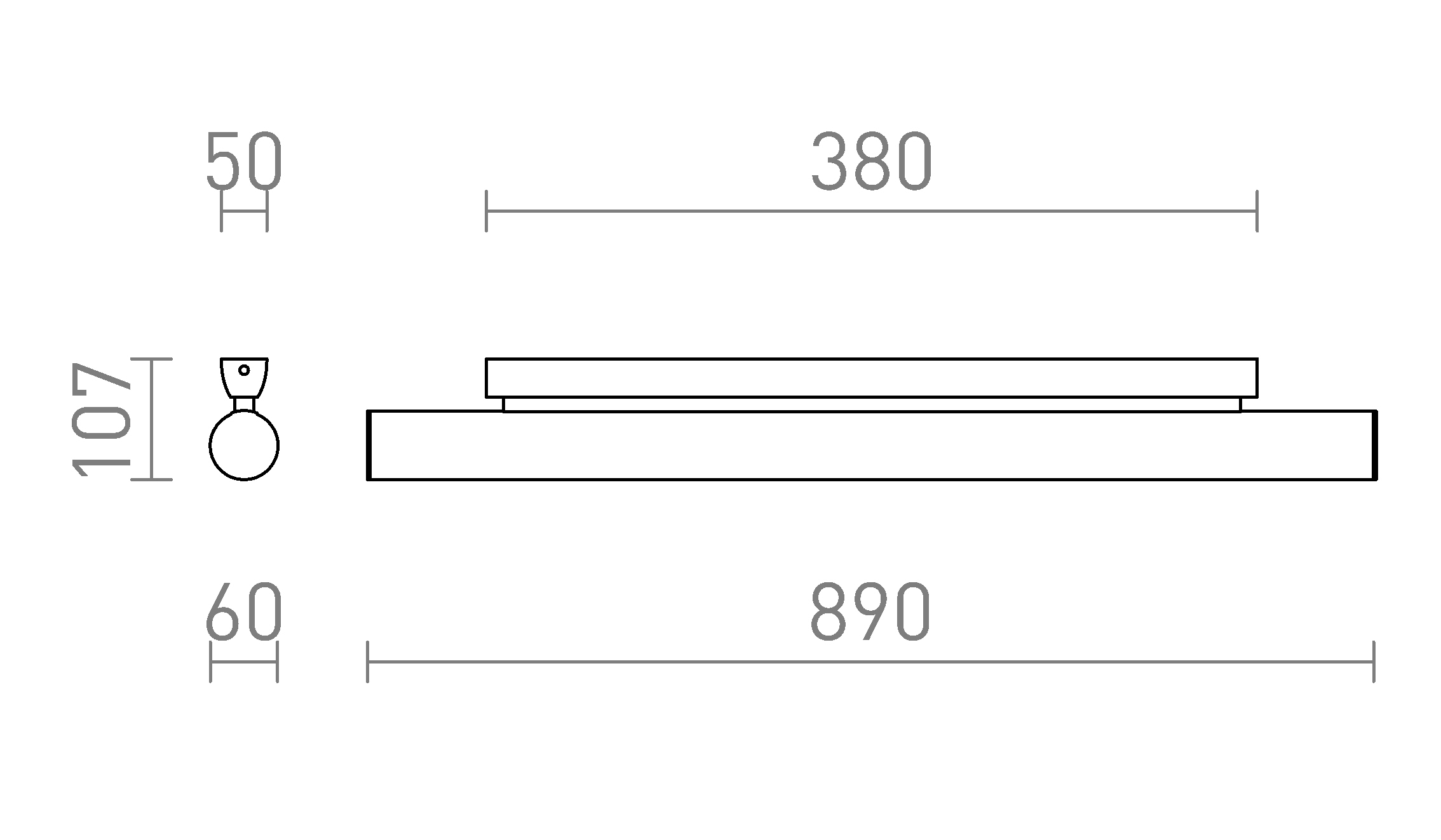 Termék vázlat – LEDRA RIVIER LED 89 fali lámpa króm/átlátszó akril 230V LED 18W 3000K