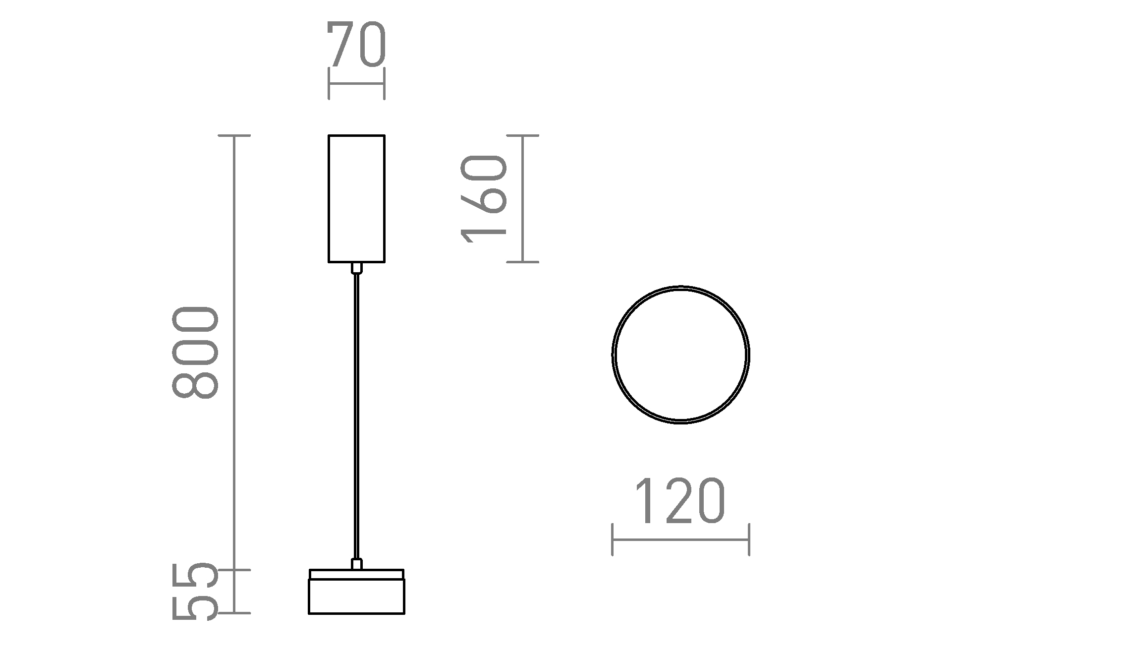 Termék vázlat – LEDRA SFERA DIMM függölámpa fekete 230V LED 15+9W 3000K