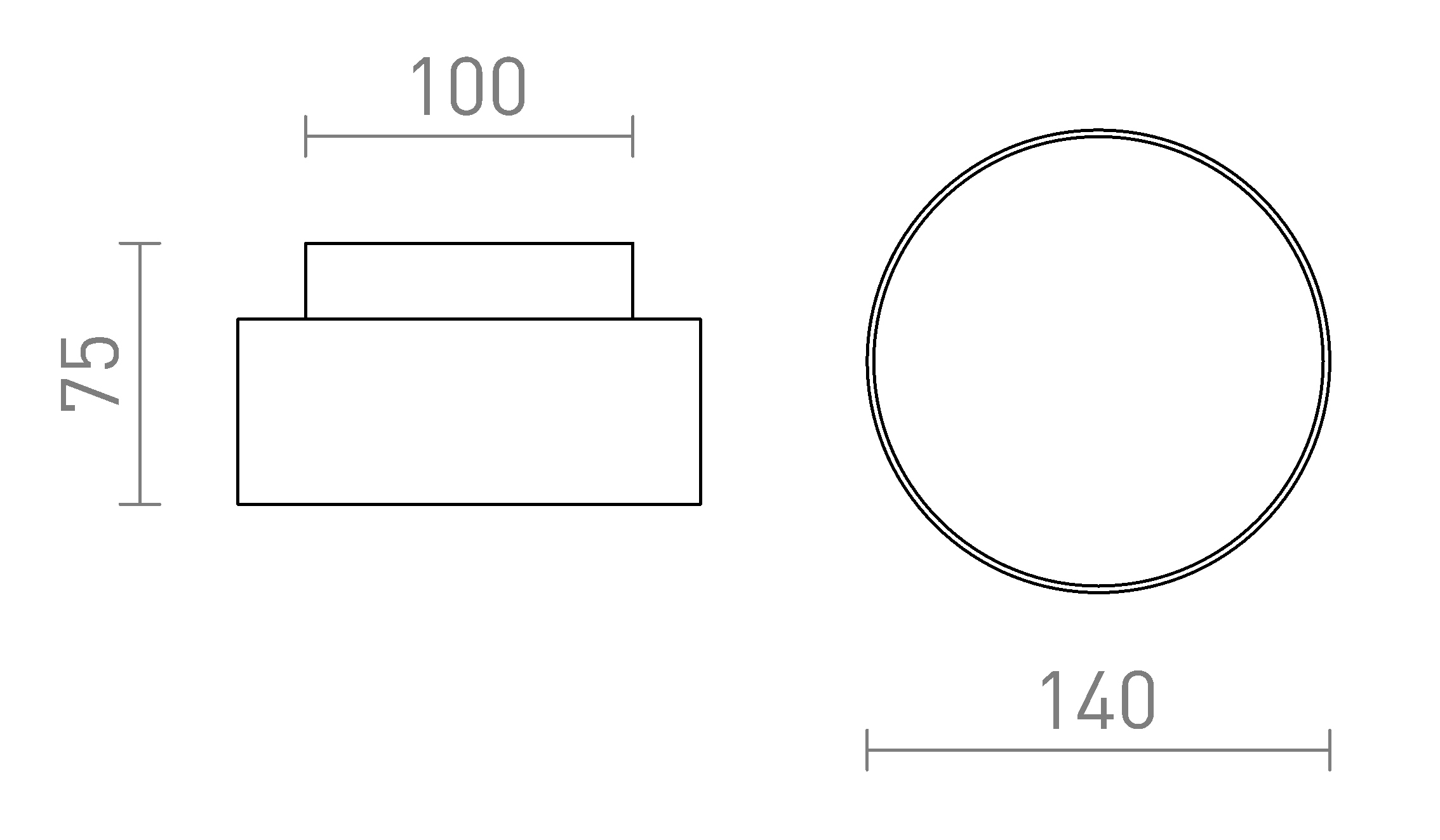 Termék vázlat – LEDRA MARLENE 14 felületre szerelhető fekete 230V LED 18+6W 3000K