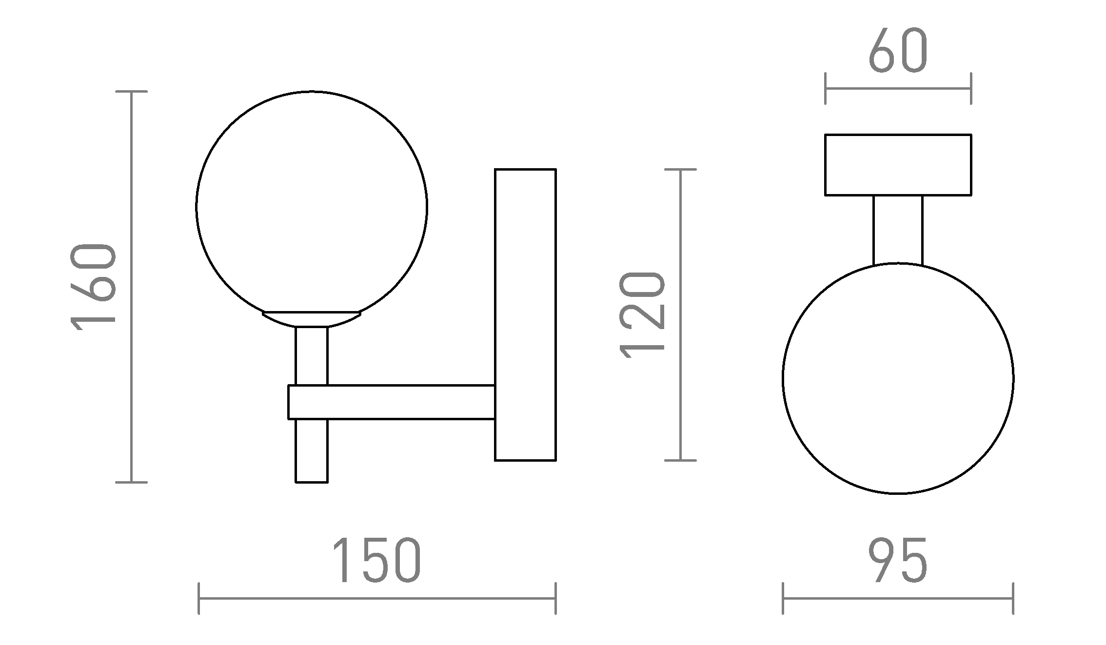 Termék vázlat – LEDRA PEGGY fali lámpa króm/opálüveg 230V LED G9 6W IP44