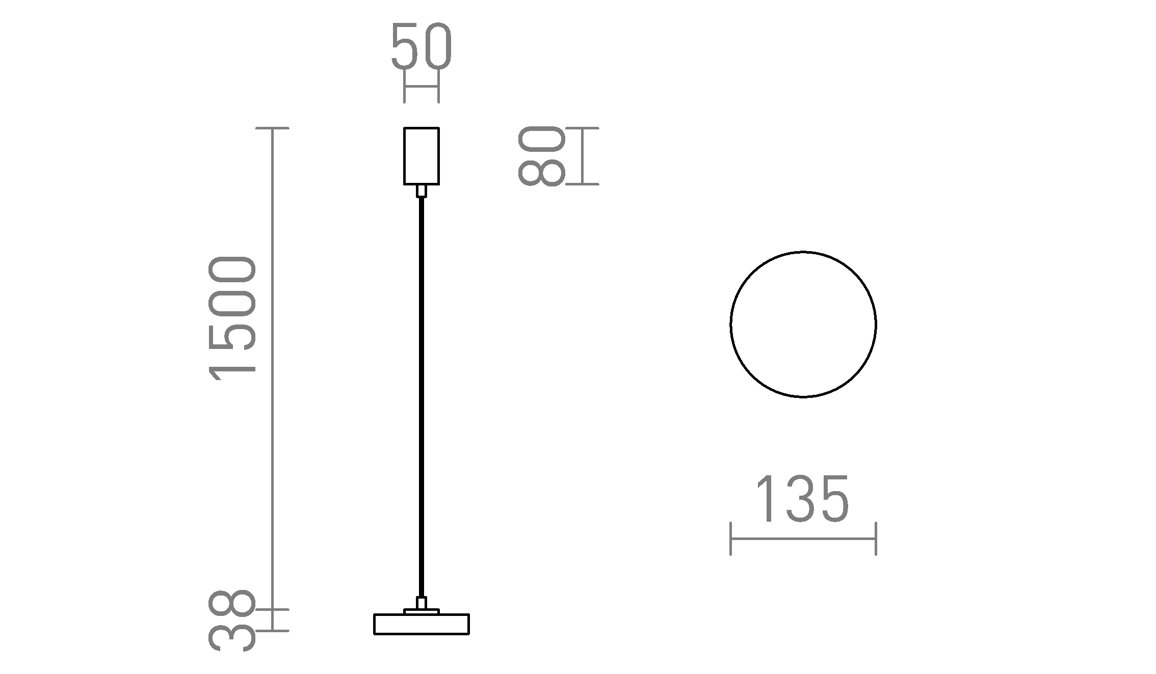 Termék vázlat – LEDRA ARETHA I függőlámpa fekete 230V LED 12W 3000K
