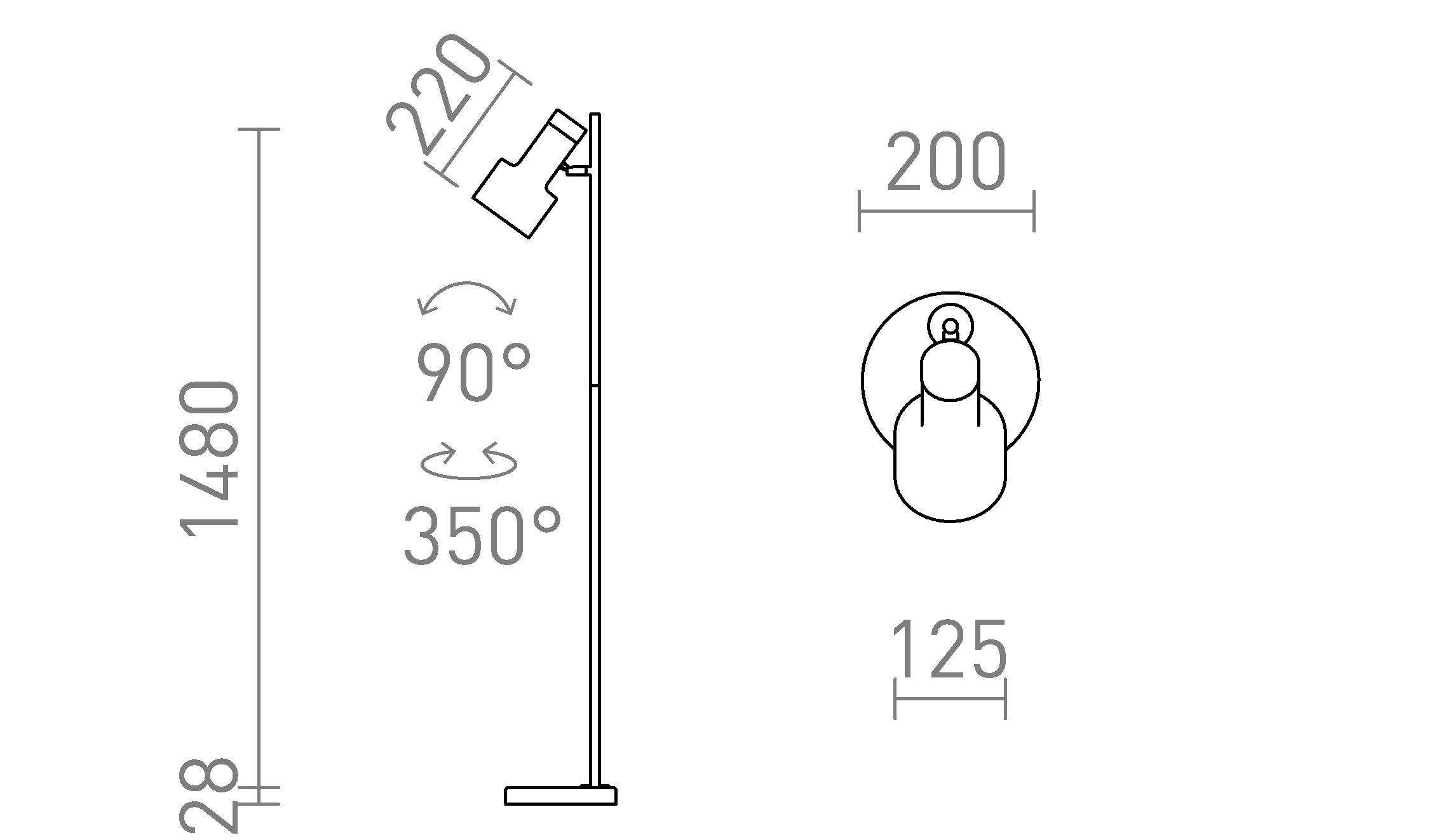 Termék vázlat – LEDRA DIVINA állólámpa sárgaréz/dekoratív fekete márvány 230V E27 5W