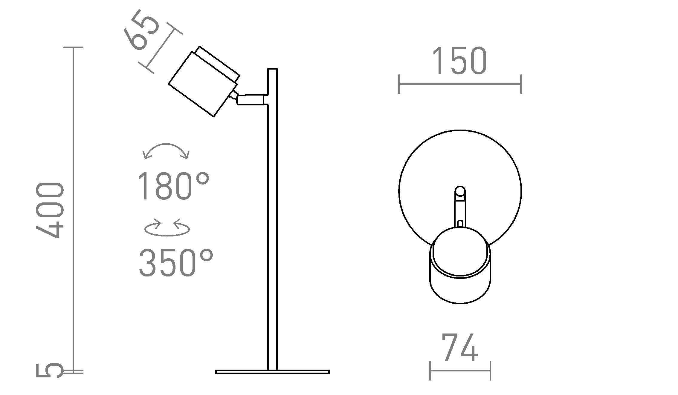 Termék vázlat – LEDRA NOVA asztali lámpa fekete króm/opálakril 230V LED 4.2W 3000K