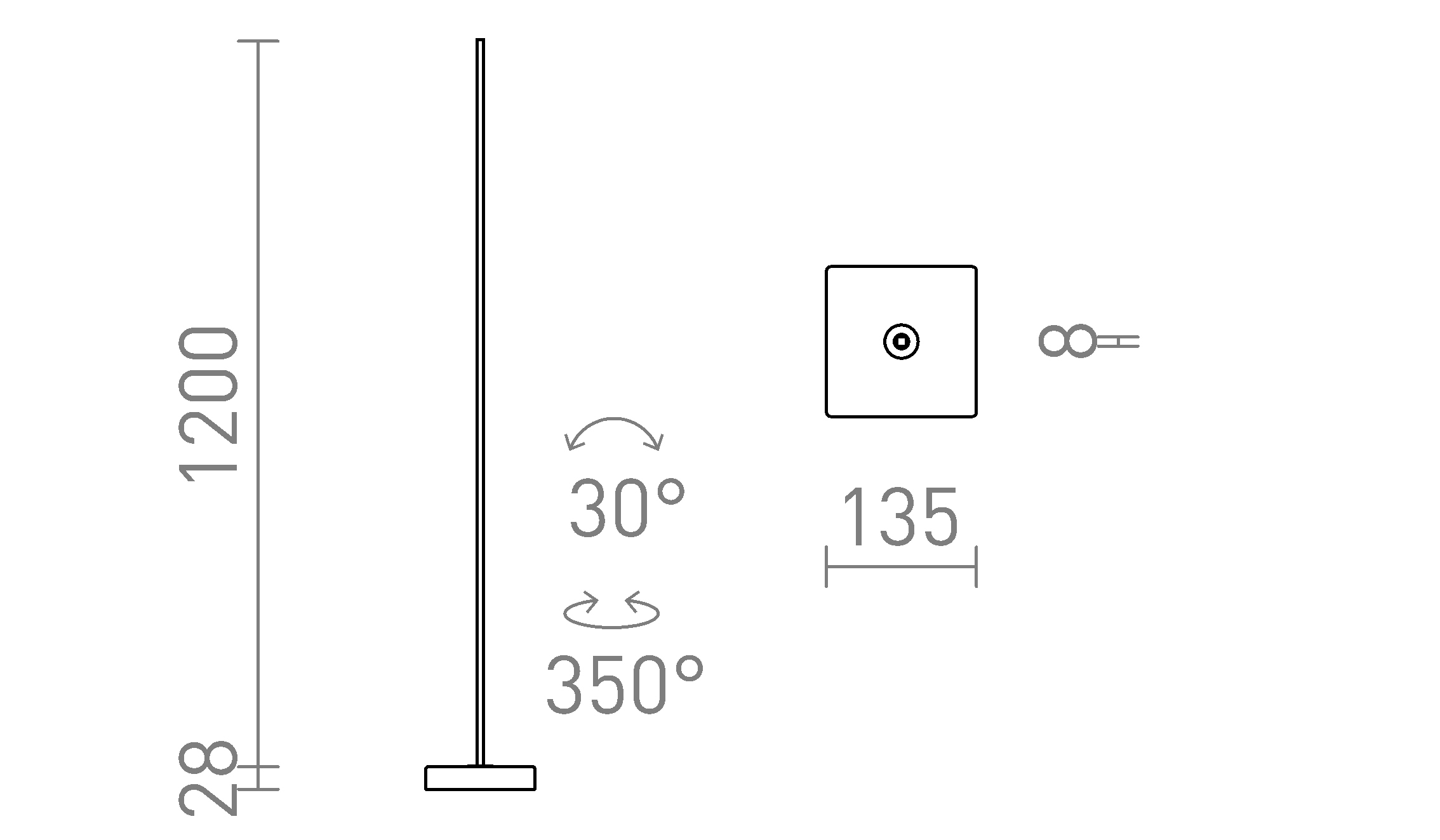 Termék vázlat – LEDRA ANEMONA 120 állólámpa fekete 230V LED 15W 3000K