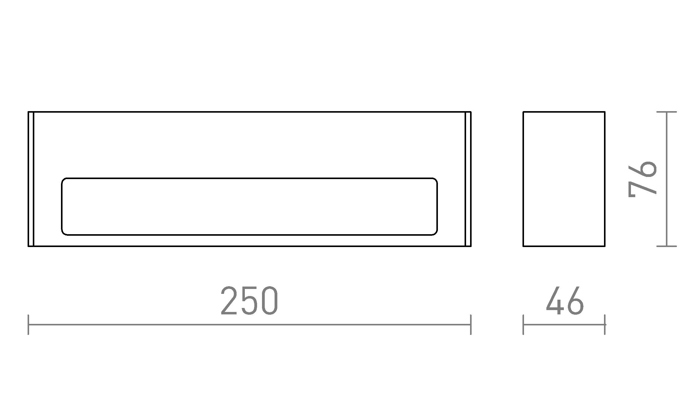 Termék vázlat – LEDRA ASTER 25 fali lámpa fekete opálakril 230V LED 2x6W IP65 3000K