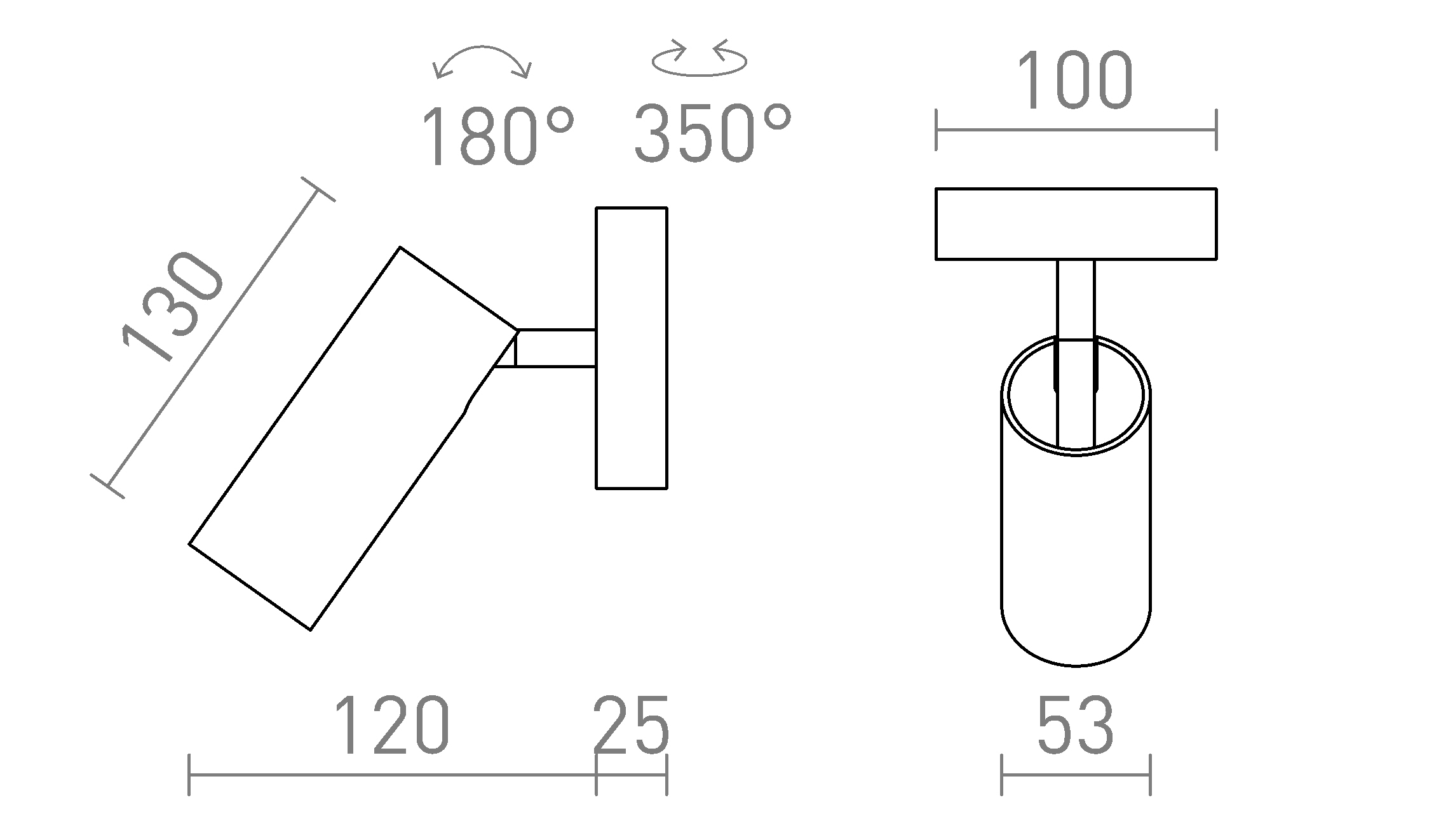Termék vázlat – LEDRA MARTA felületre szerelhető fekete 230V LED GU10 8W