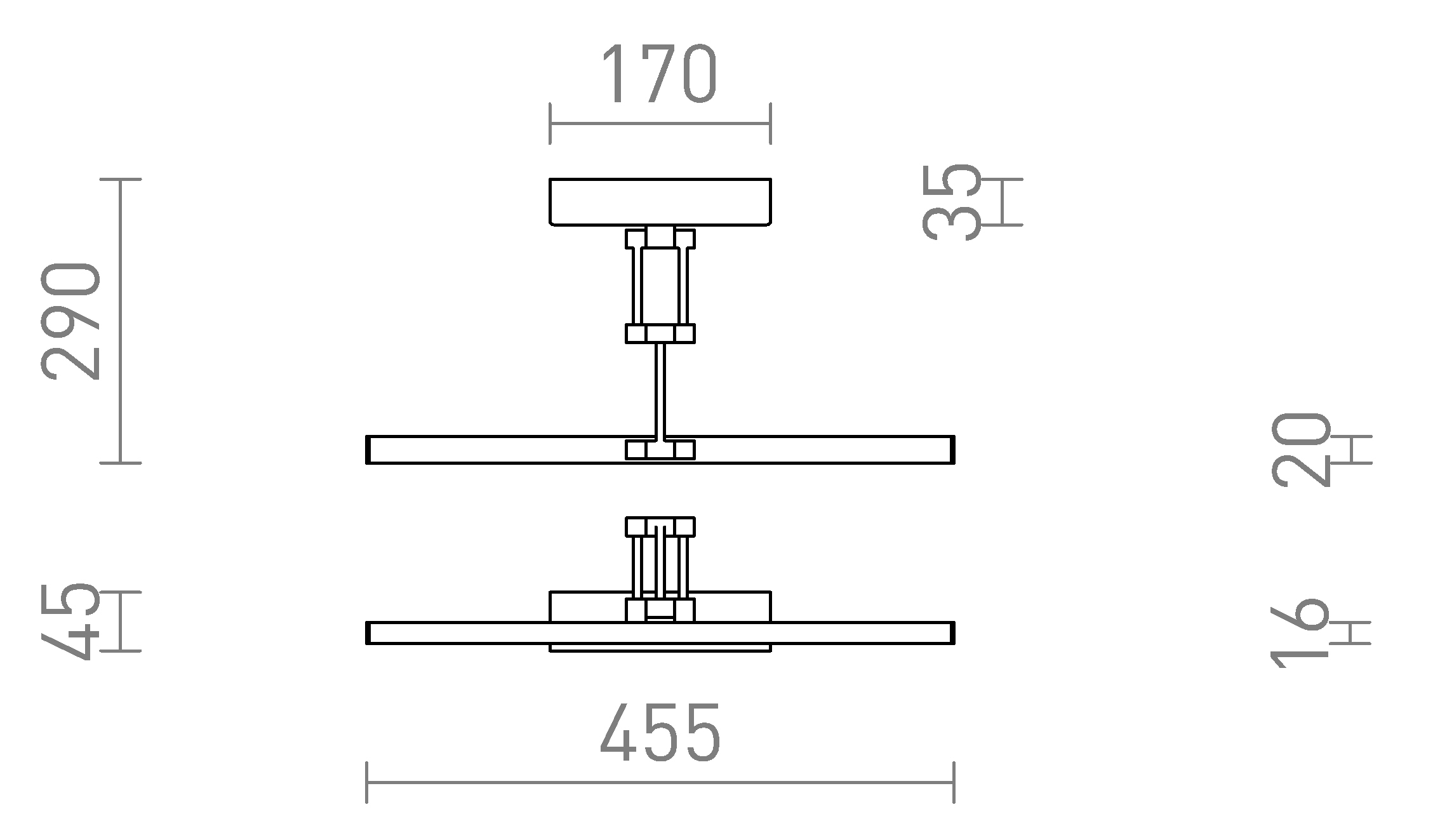 Termék vázlat – LEDRA FRIDA 46 fali lámpa matt fekete 230V LED 8W 3000K