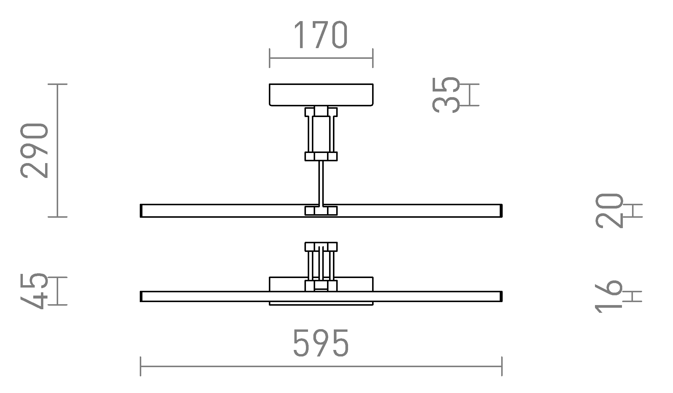 Termék vázlat – LEDRA FRIDA 60 fali lámpa króm 230V LED 12W 3000K
