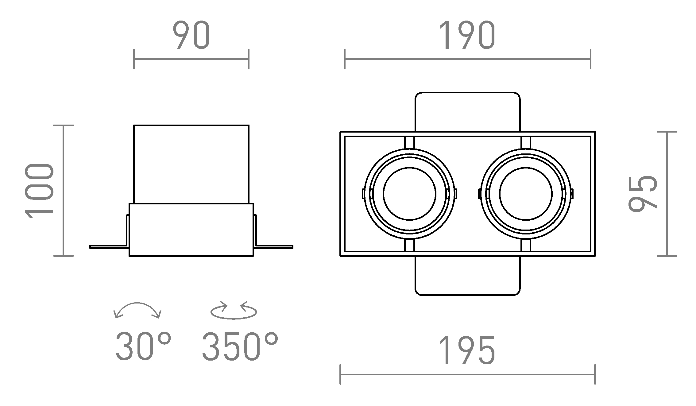 Termék vázlat – LEDRA ELECTRA II GU10 frameless fekete 230V LED GU10 8W