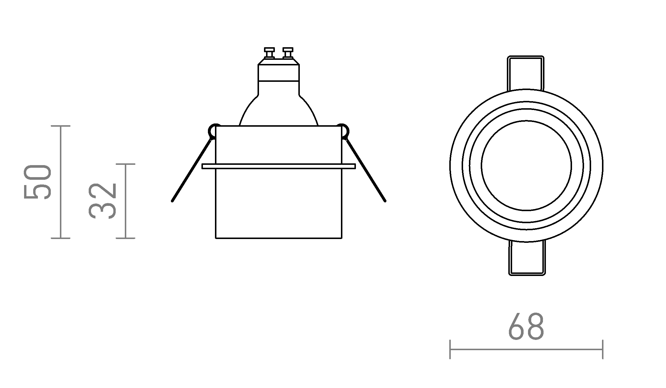 Termék vázlat – LEDRA ORTA süllyesztett lámpa fehér 230V LED GU10 9W