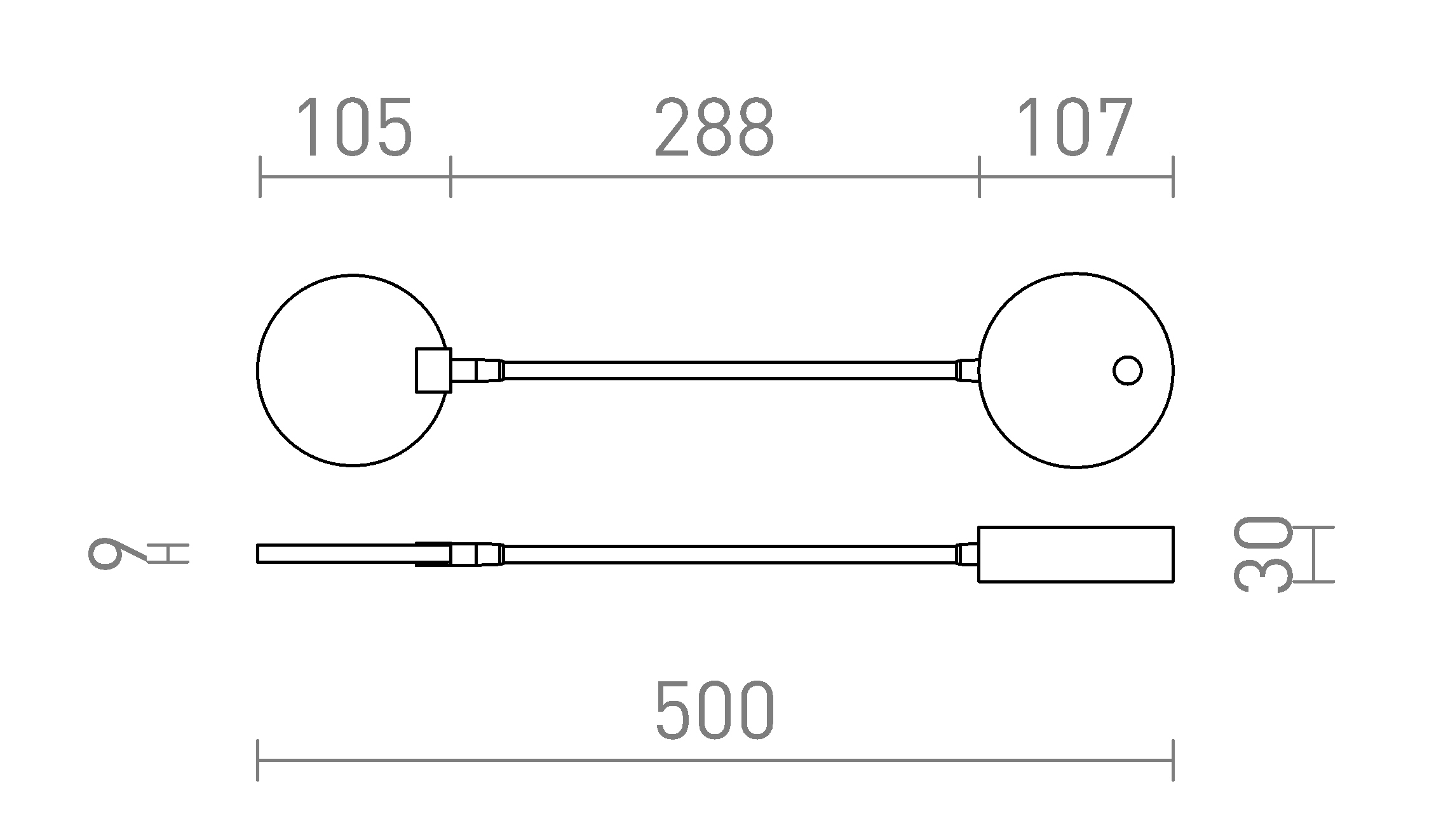 Termék vázlat – LEDRA CELESTE fali lámpa fekete 230V LED 4.8W 3000K