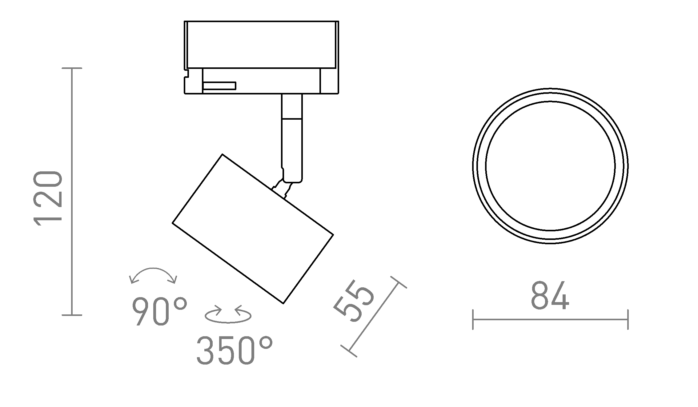 Termék vázlat – LEDRA PIXEL háromáramkörös sínre fehér 230V LED GX53 7W