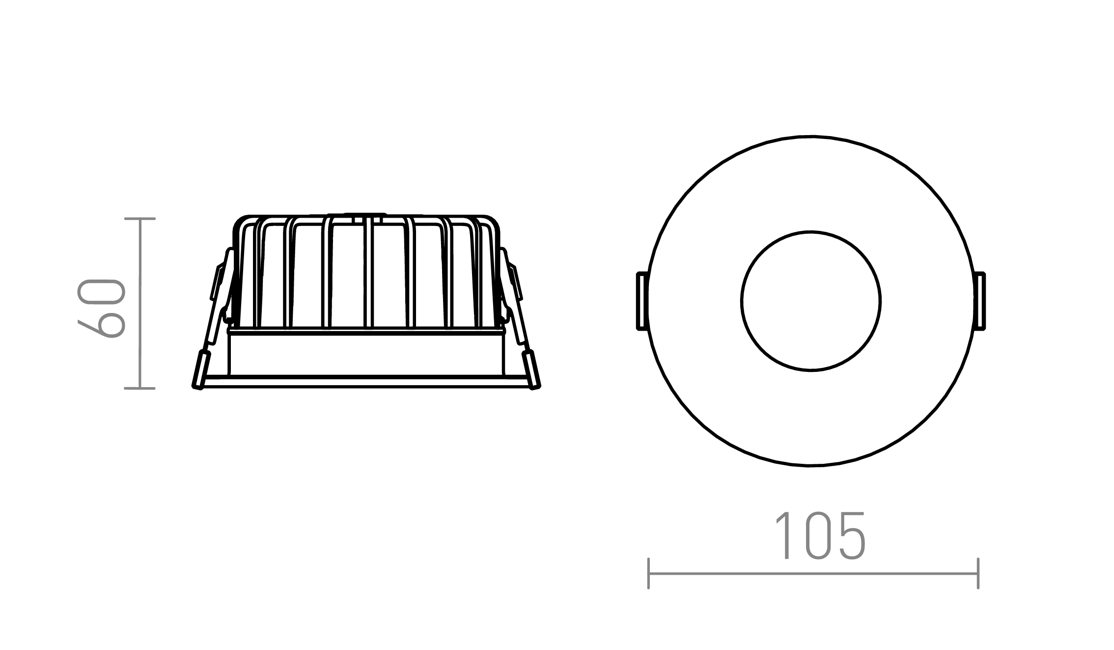 Termék vázlat – LEDRA FLEUR IP54 DIMM süllyesztett lámpa fehér 230V LED 15W 60° IP54 3000K