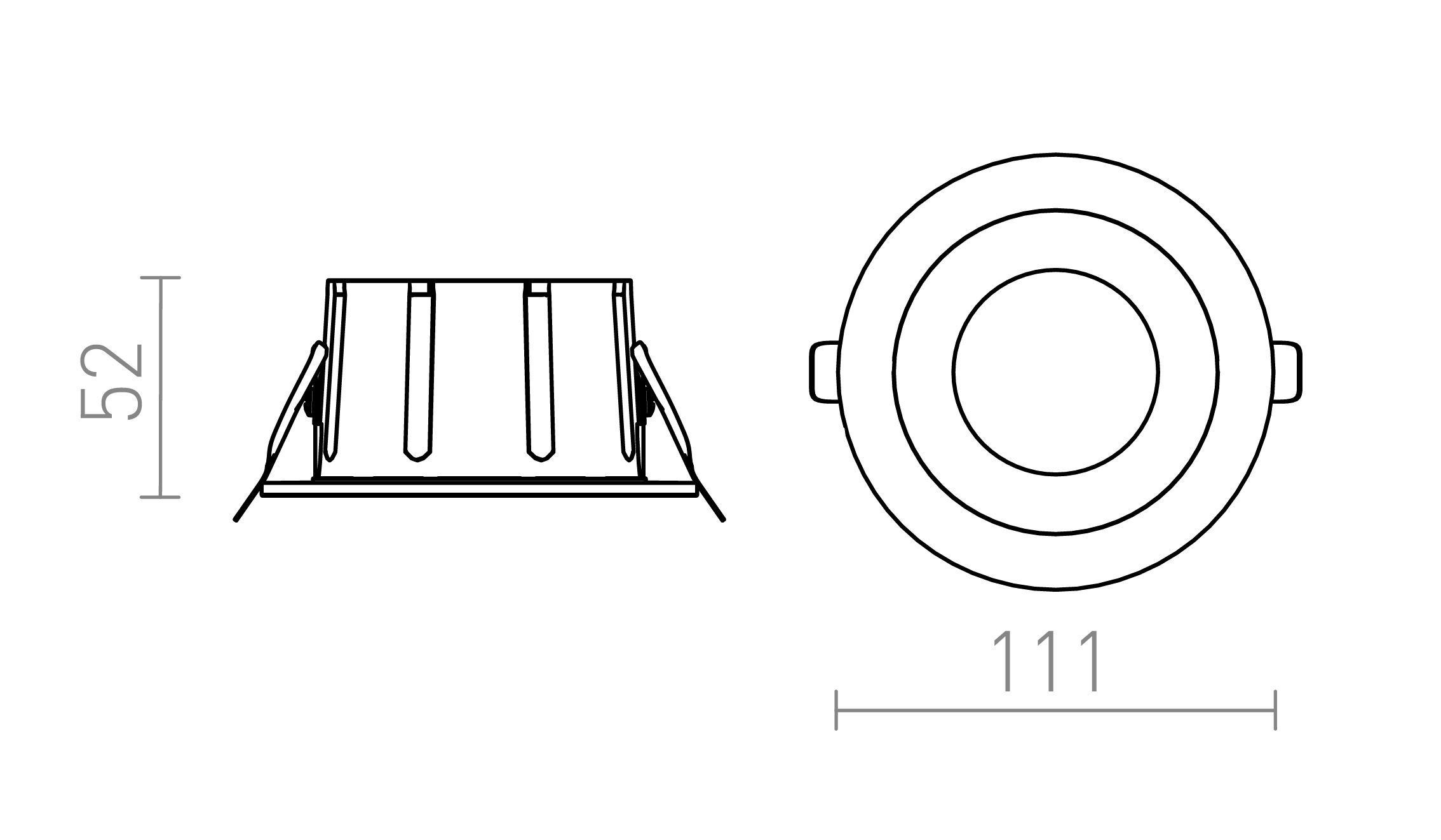 Termék vázlat – LEDRA ANSEL süllyesztett lámpa fehér fekete króm 230V LED 12W 60° 3000K