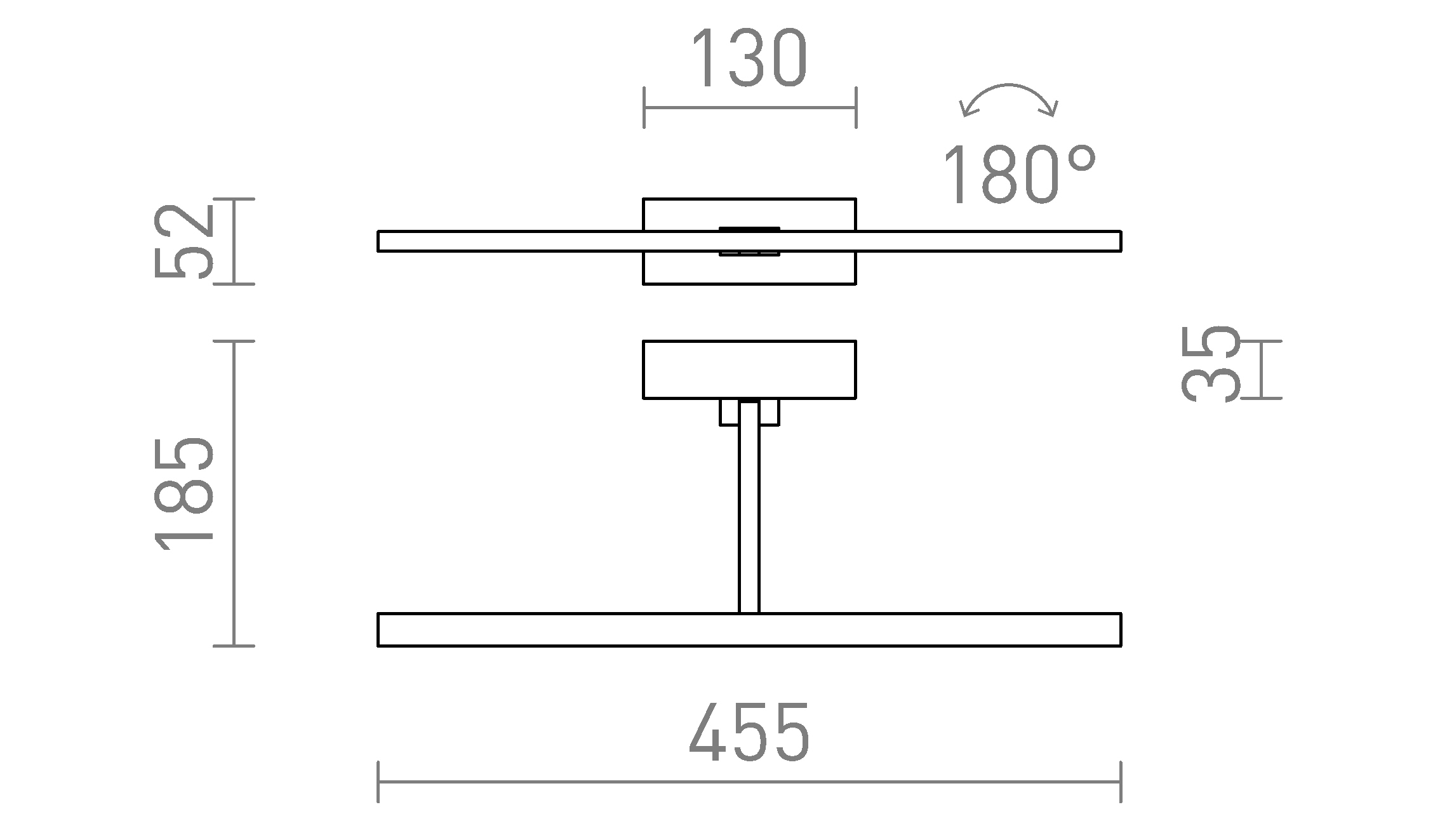 Termék vázlat – LEDRA FRESCO 45 fali lámpa antikolt sárgaréz 230V LED 8W 3000K