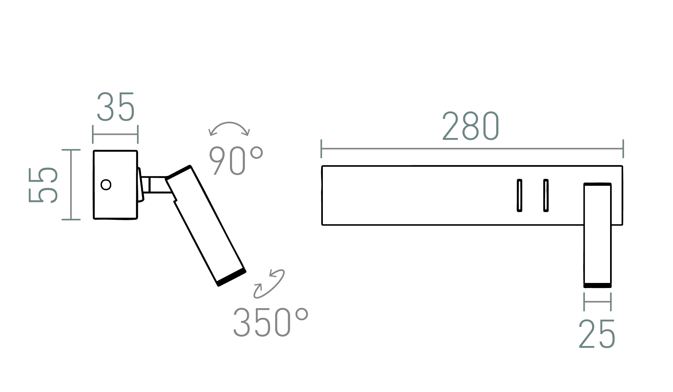 Termék vázlat – LEDRA ODEON fali lámpa beépített háttérvilágítással fehér 230V LED 8+3W 30° 3000K