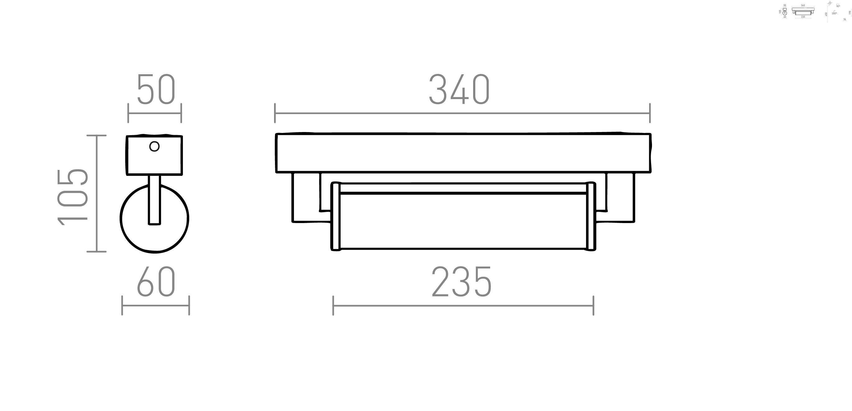 Termék vázlat – LEDRA ROCCA 34 fali lámpa króm 230V LED 8W IP44 3000K