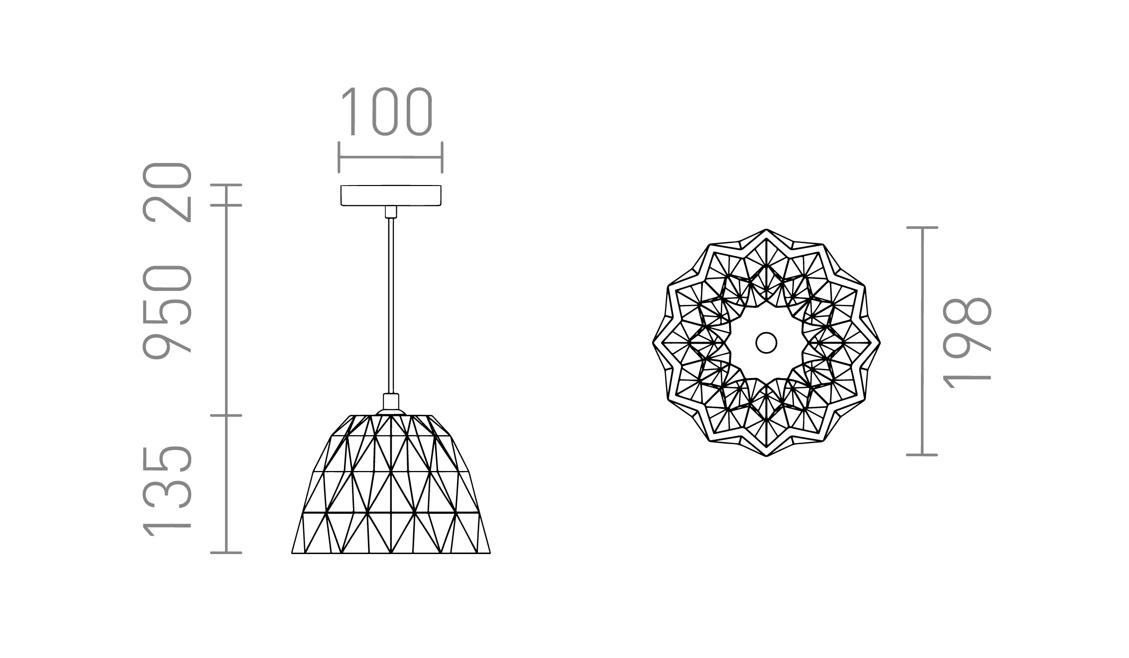 Termék vázlat – LEDRA NAPLES függőlámpa beton 230V LED E27 7W