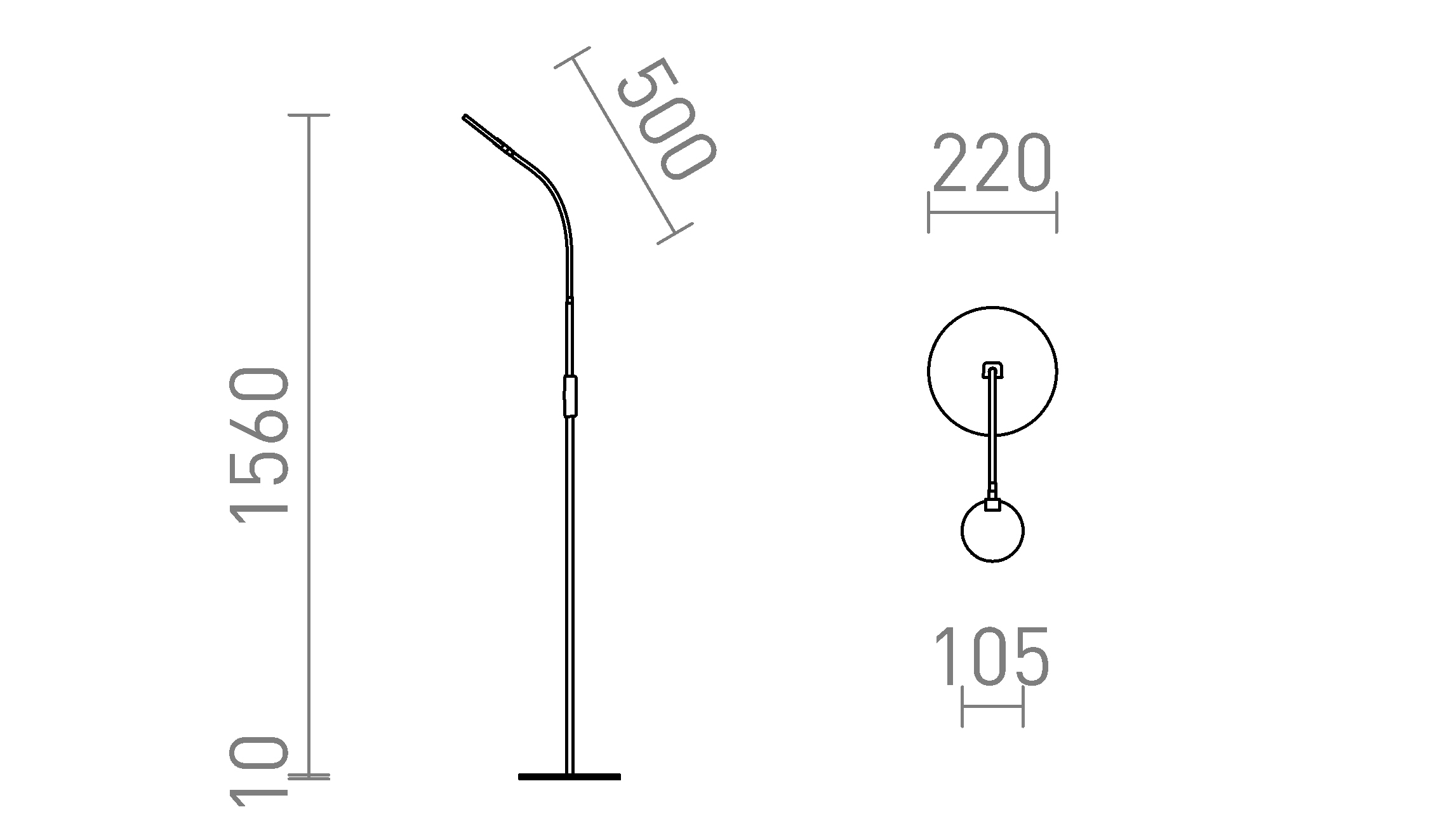 Termék vázlat – LEDRA CELESTE DIMM állólámpa fehér 230V LED 5W 100° 3000K