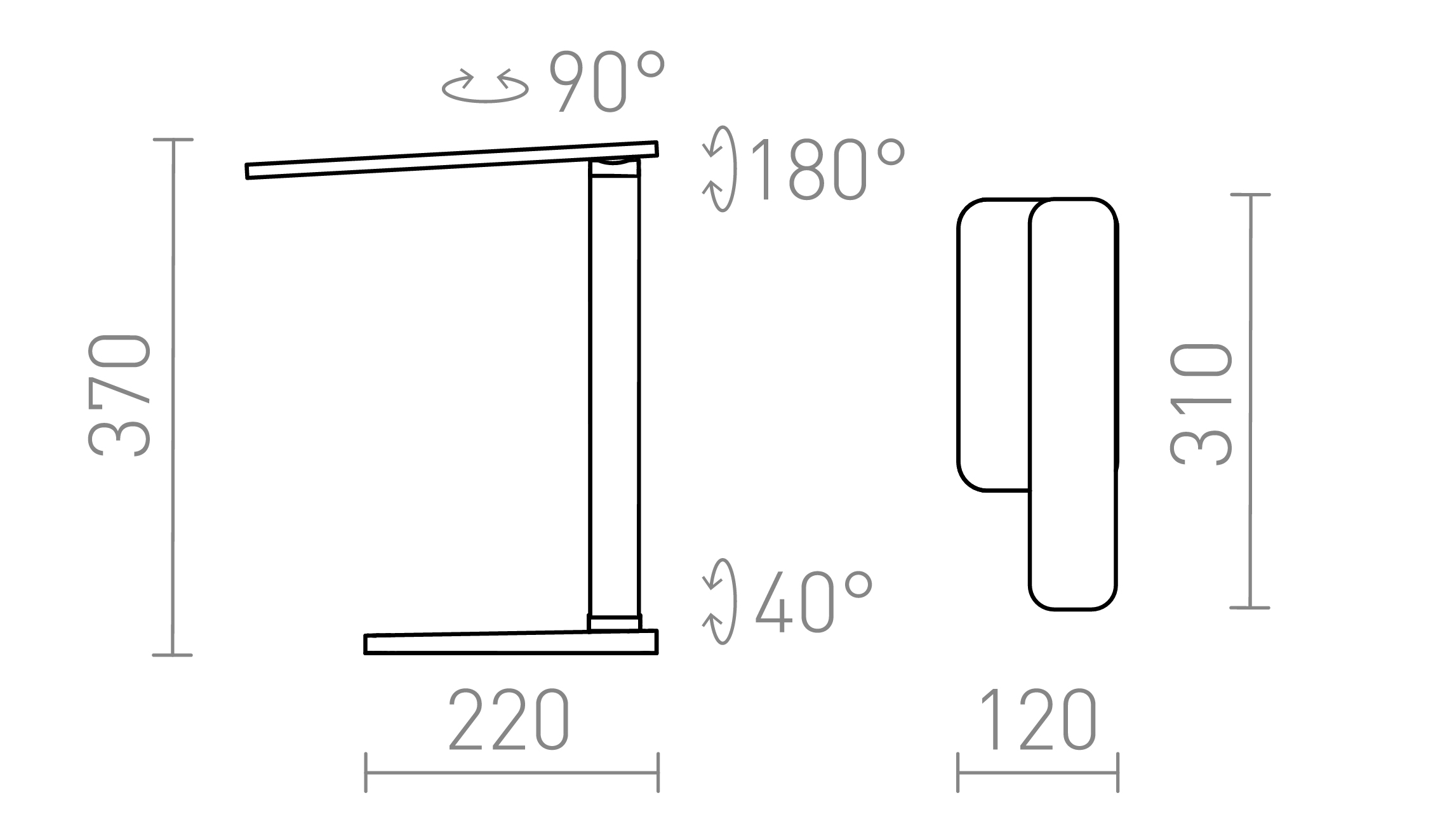 Termék vázlat – LEDRA MAREK DIMM asztali lámpa fekete 230V LED 6W 3000K 4000K 6500K