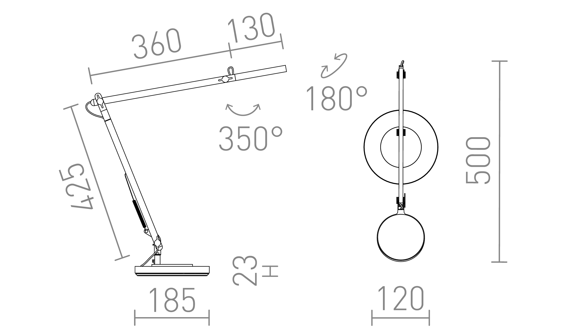 Termék vázlat – LEDRA EMA DIMM asztali lámpa fekete 230V LED 10W 100° 3000K