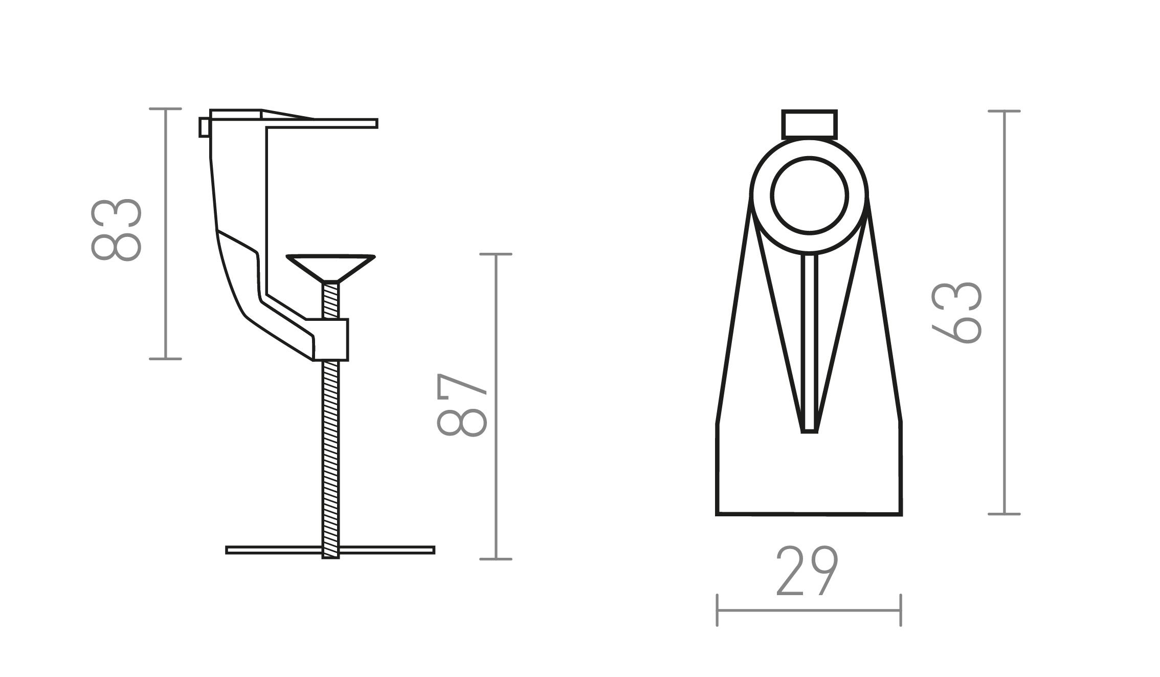 Termék vázlat – LEDRA EMA rögzítő üvegfelületre fehér