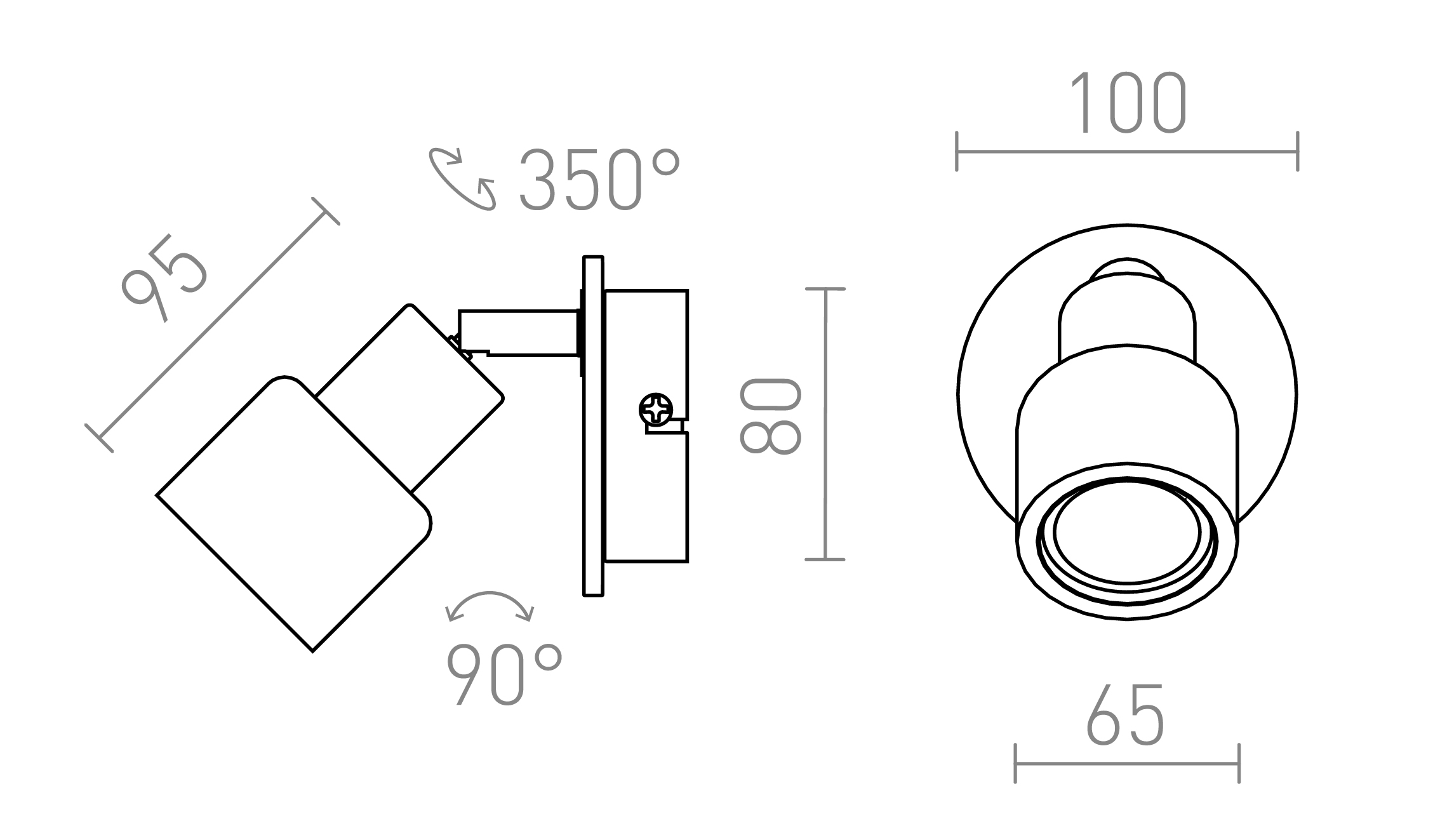 Termék vázlat – LEDRA ASTRA fali lámpa parafa/fekete 230V LED GU10 4.5W