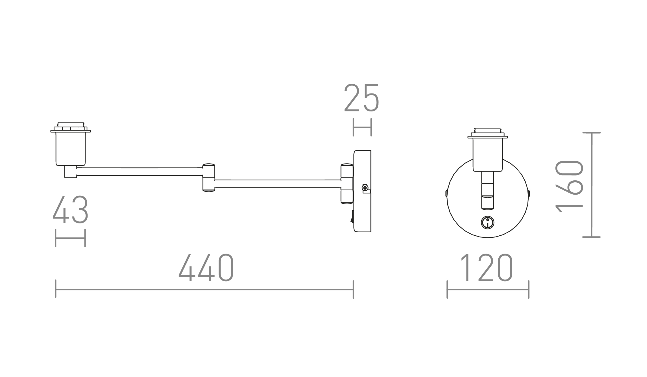 Termék vázlat – LEDRA AVENIDA fali lámpa matt nikkel 230V LED E27 11W