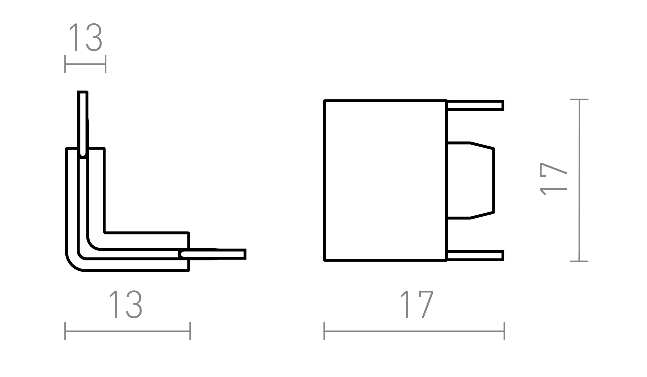 Termék vázlat – LEDRA VEGA 90 L csatlakozó fekete 24=