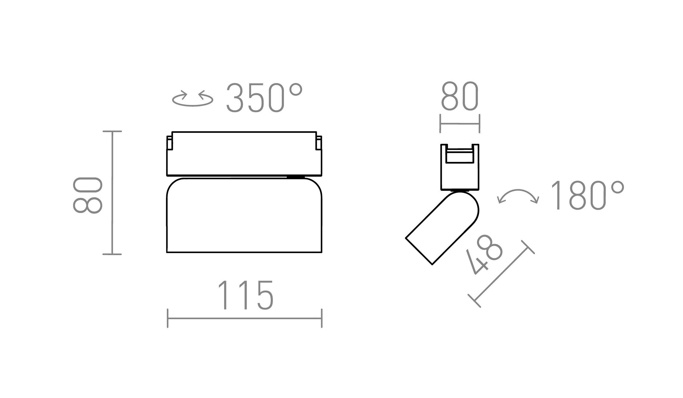 Termék vázlat – LEDRA OXONIA 11 dönthető a WEGA/WAWE rendszerekhez fekete 24= LED 6W 110° 3000K 4000K 5700K