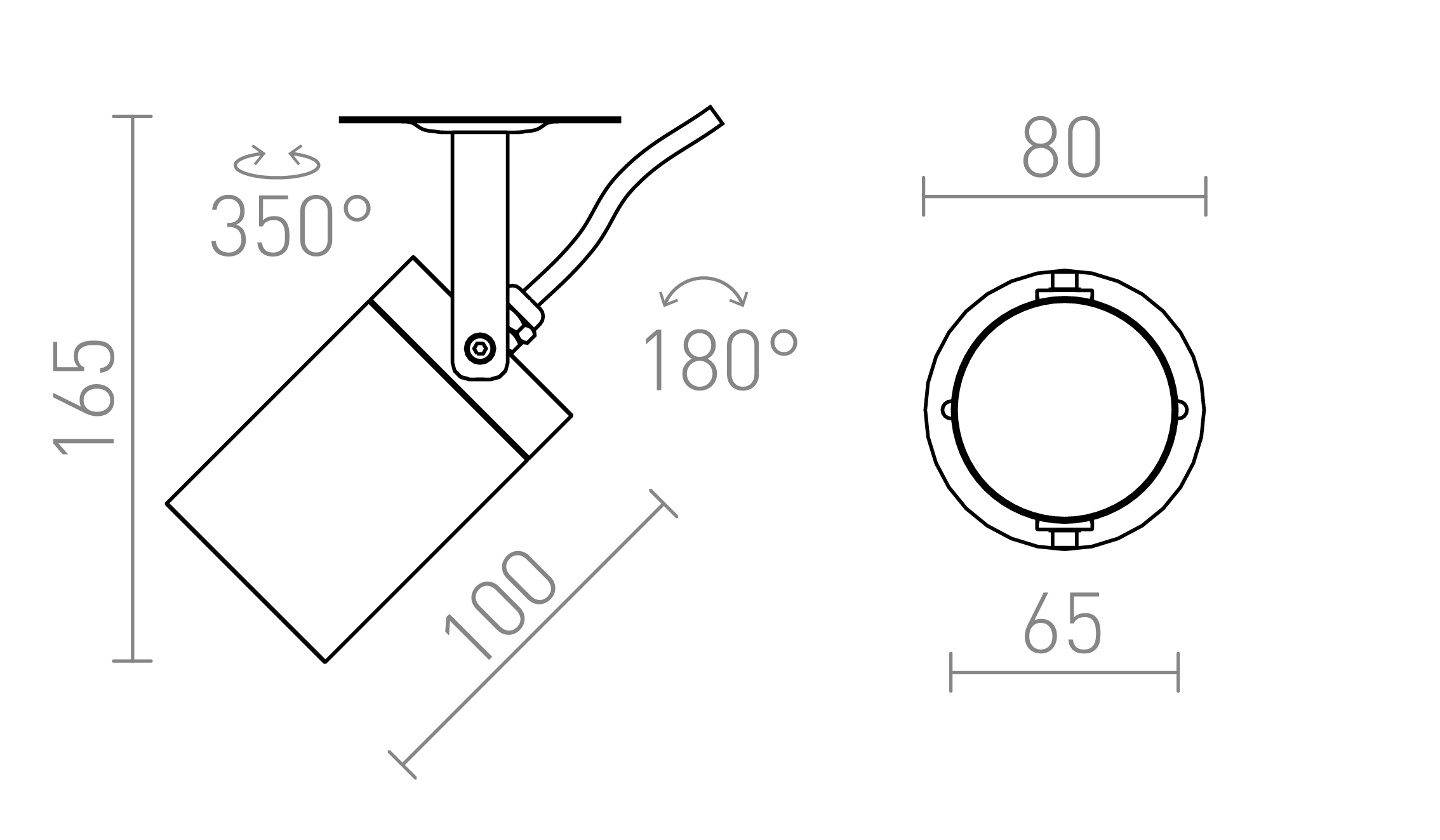 Termék vázlat – LEDRA NAVONA felületre szerelhető antracit 230V LED GU10 8W