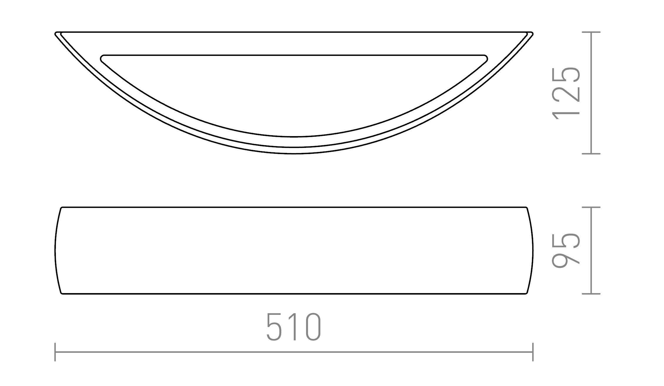 Termék vázlat – LEDRA CRESCENT L fali lámpa gipsz 230V LED E14 2x6W