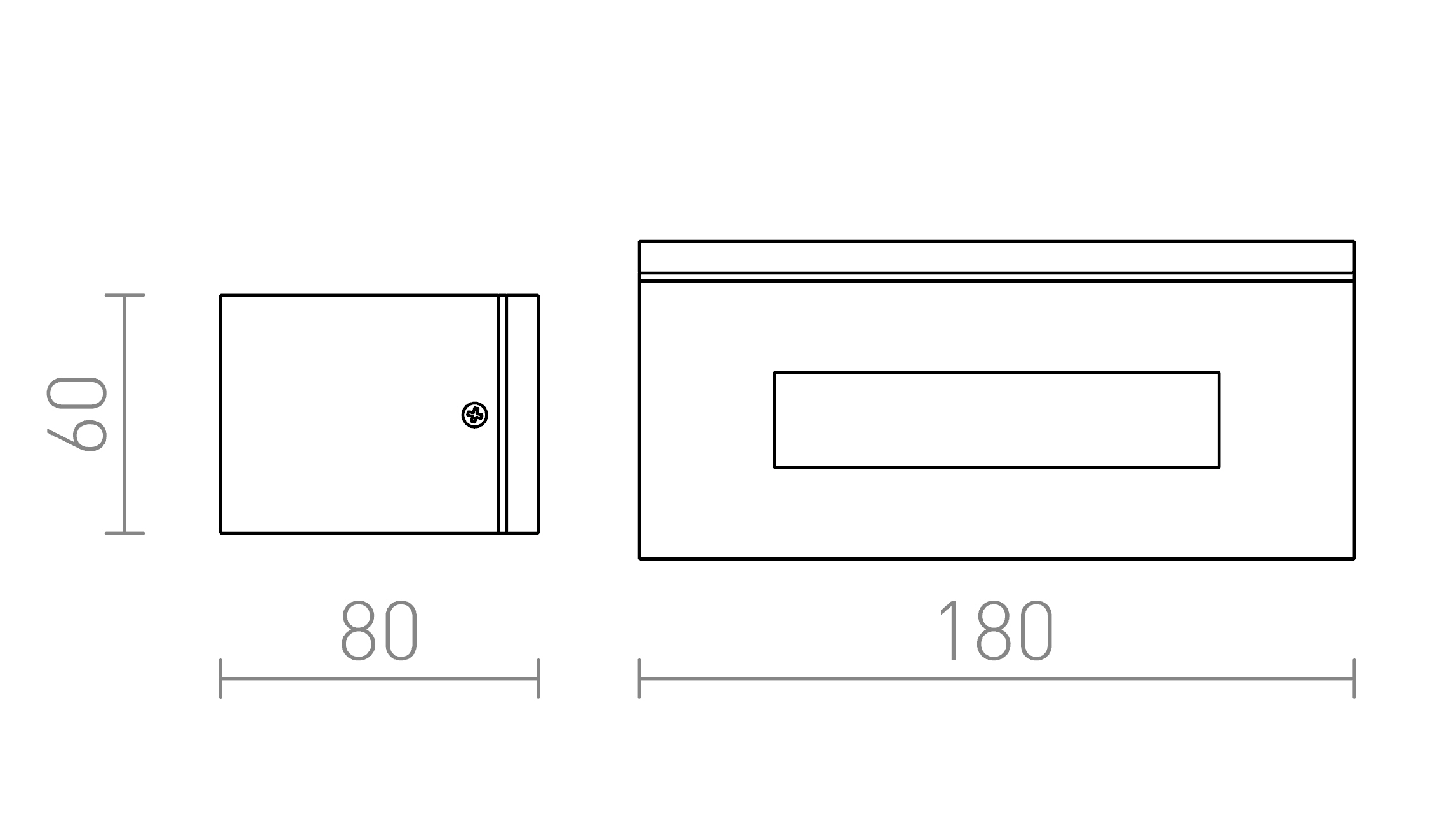 Termék vázlat – LEDRA WOOP fali lámpa ezüstszürke 230V R7s 78mm 12W IP54