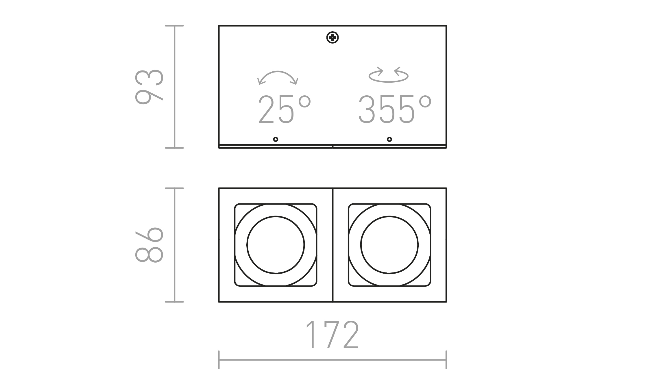 Termék vázlat – LEDRA BERIT II mennyezeti lámpa alumínium 230V GU10 2x50W