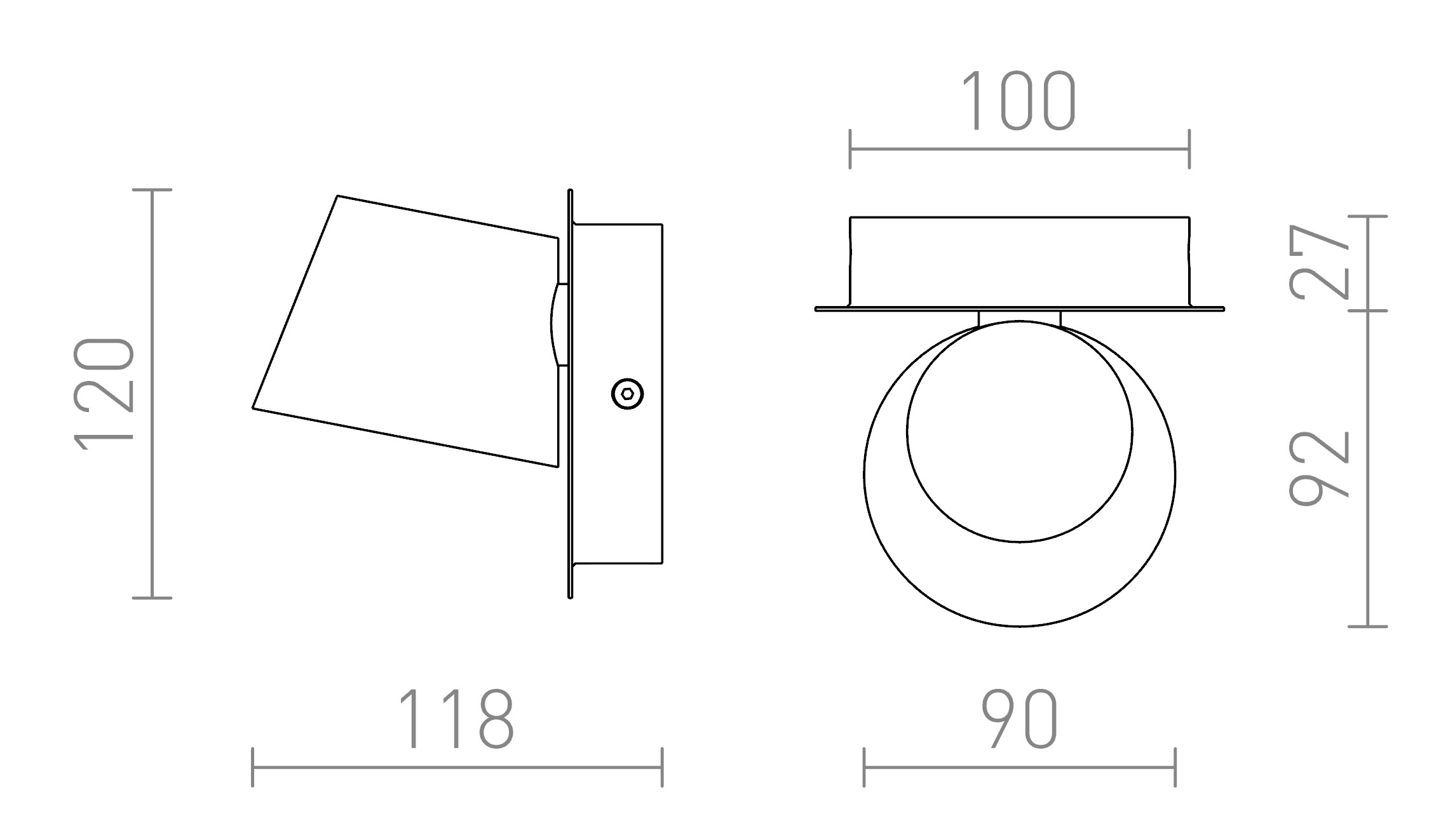 Termék vázlat – LEDRA AMADEUS I fali lámpa fehér 230V LED 6W 3000K