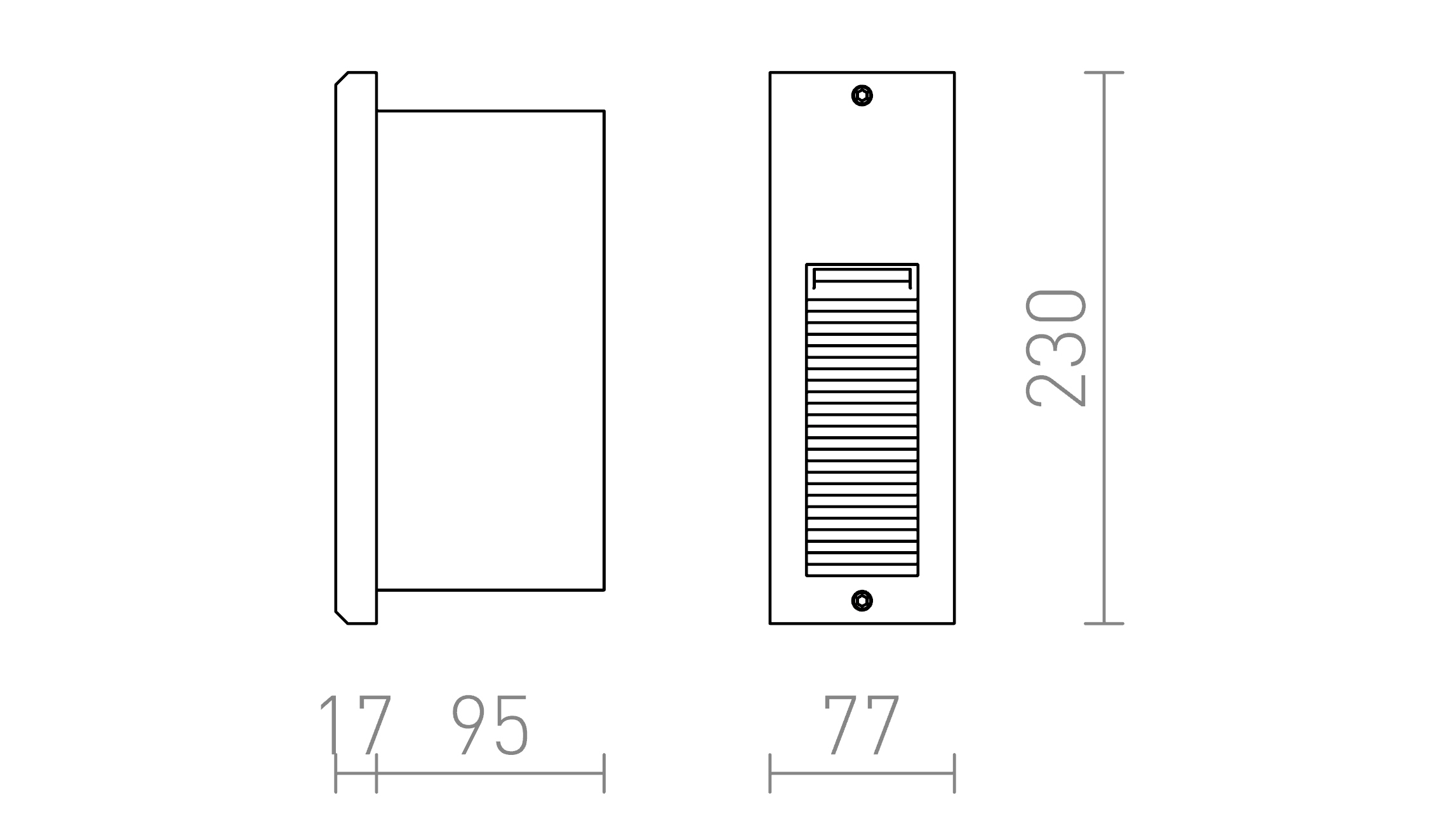 Termék vázlat – LEDRA FACA süllyesztett lámpa ezüstszürke 230V LED 2W IP54 3000K