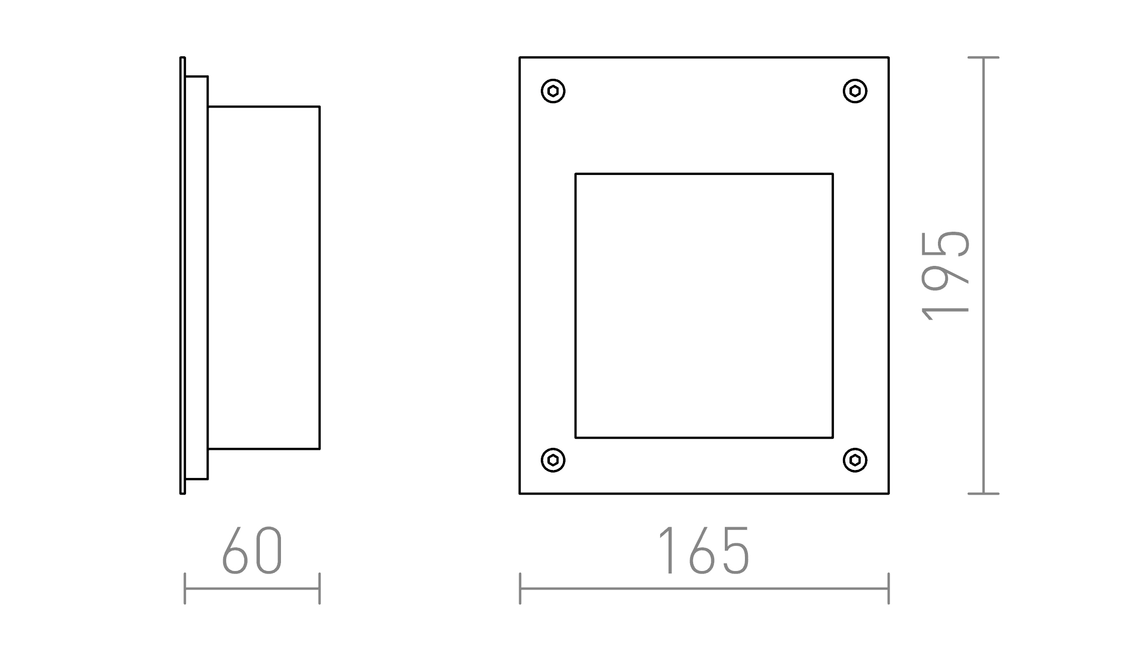 Termék vázlat – LEDRA AKORD a falba süllyesztett rozsdamentes acél 230V LED 3W IP65 3000K