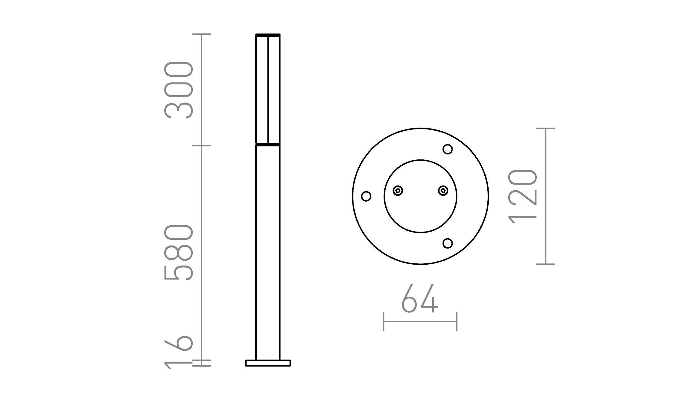 Termék vázlat – LEDRA VADIS 90 állólámpa antracitszürke 230V LED 8W IP54 3000K