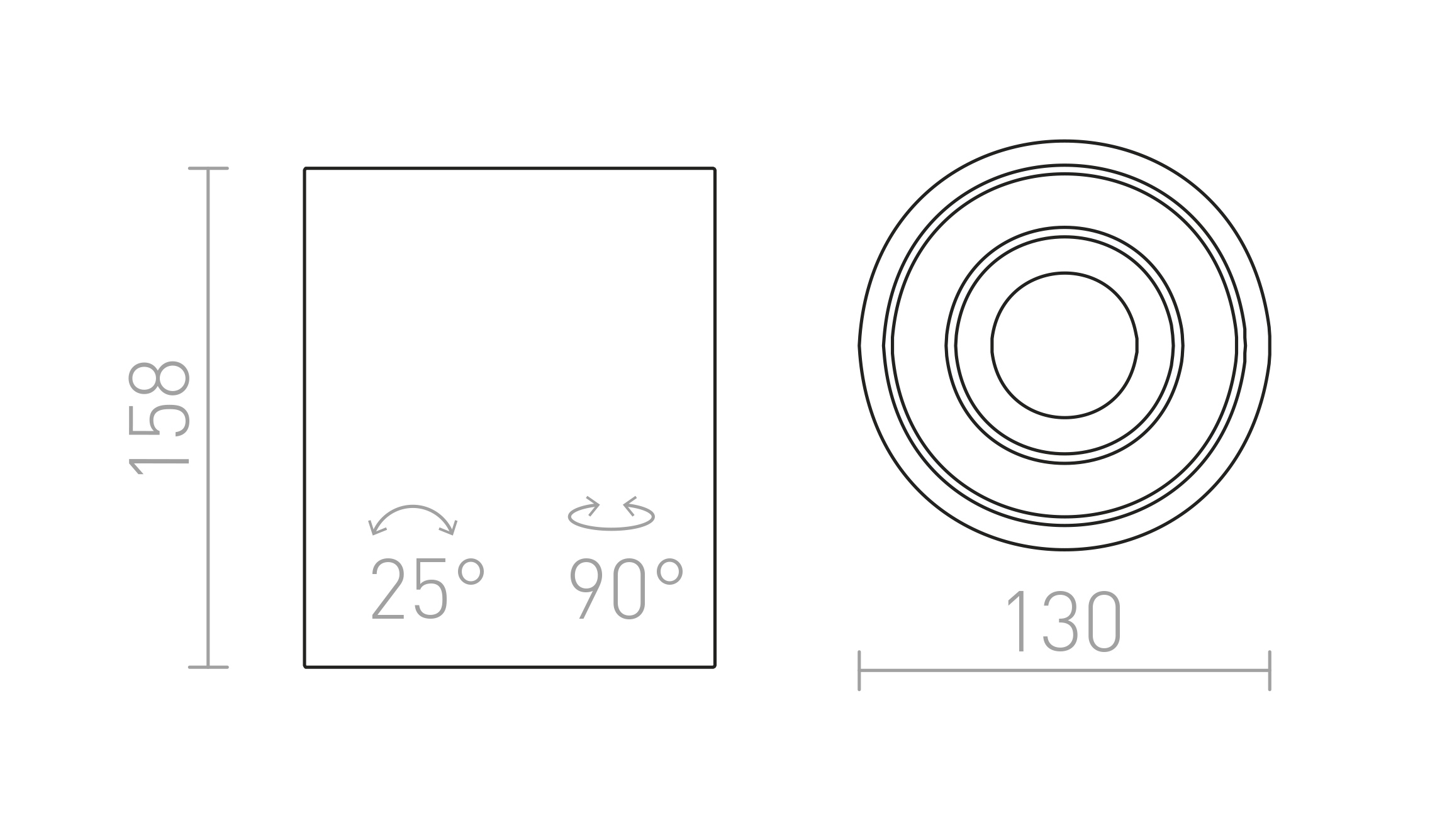 Termék vázlat – LEDRA COLES mennyezeti billenthető gipsz 230V GU10 15W