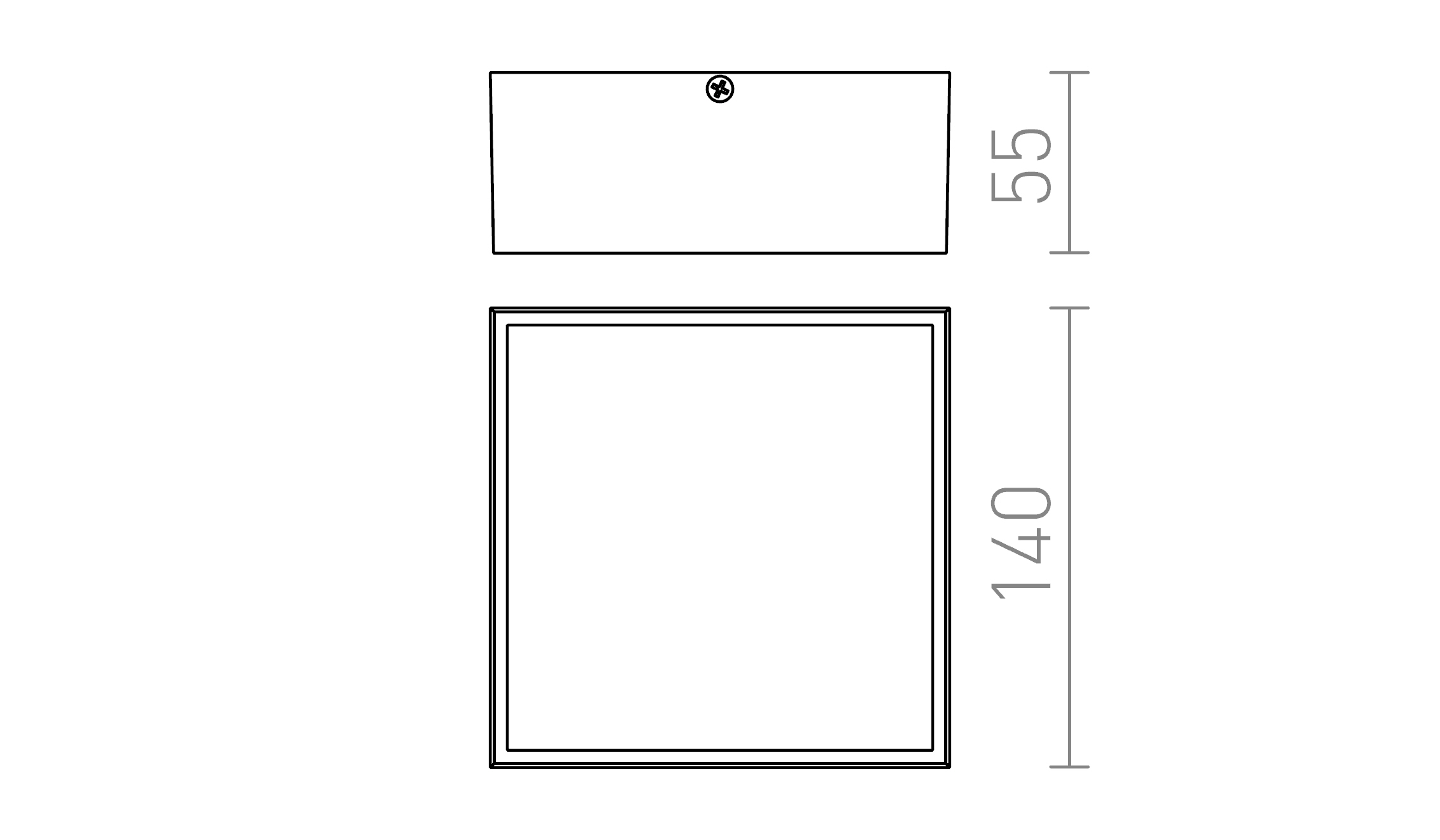 Termék vázlat – LEDRA BONO felületre szerelhető antracitszürke 230V LED 4W IP65 3000K